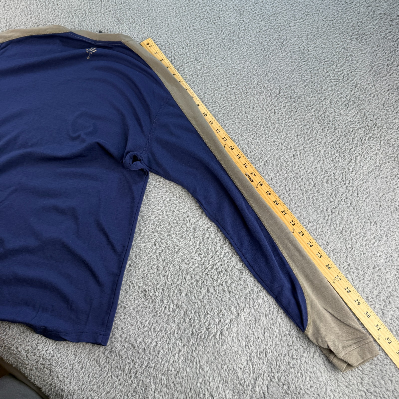 Ibex Superwashed Merino Wool Long Sleeve Shirt Men’s Large L Top Blue Hiking USA