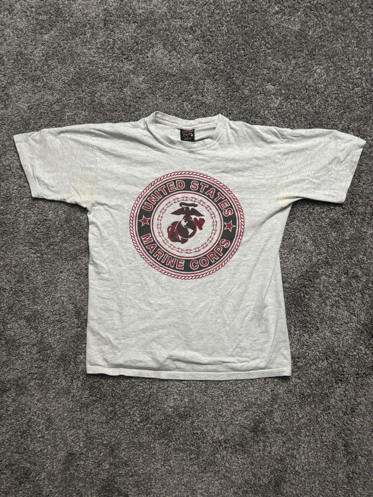 Vintage US Marine Corps White Shirt USA Made Single Stitch Size Large *Stains
