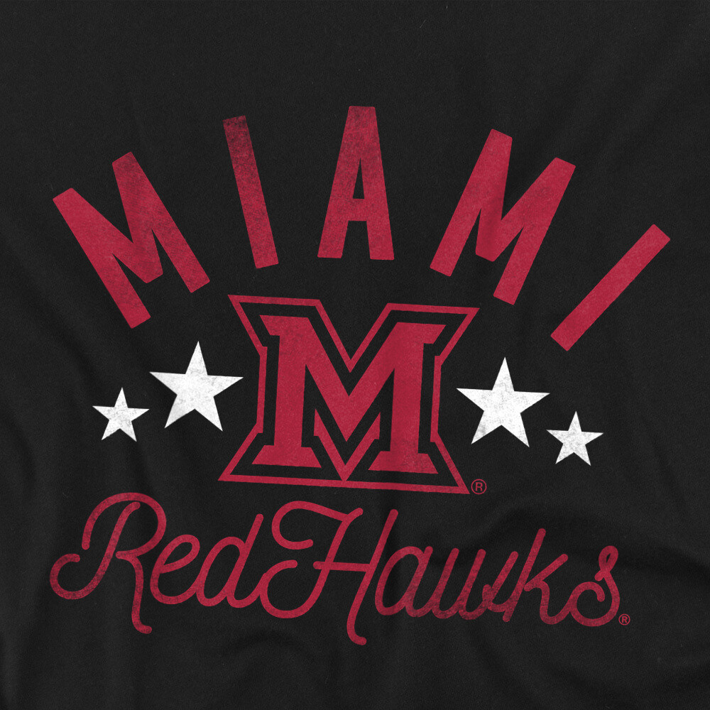 Miami University Adult T-Shirt Redhawks, Black, S-7XL