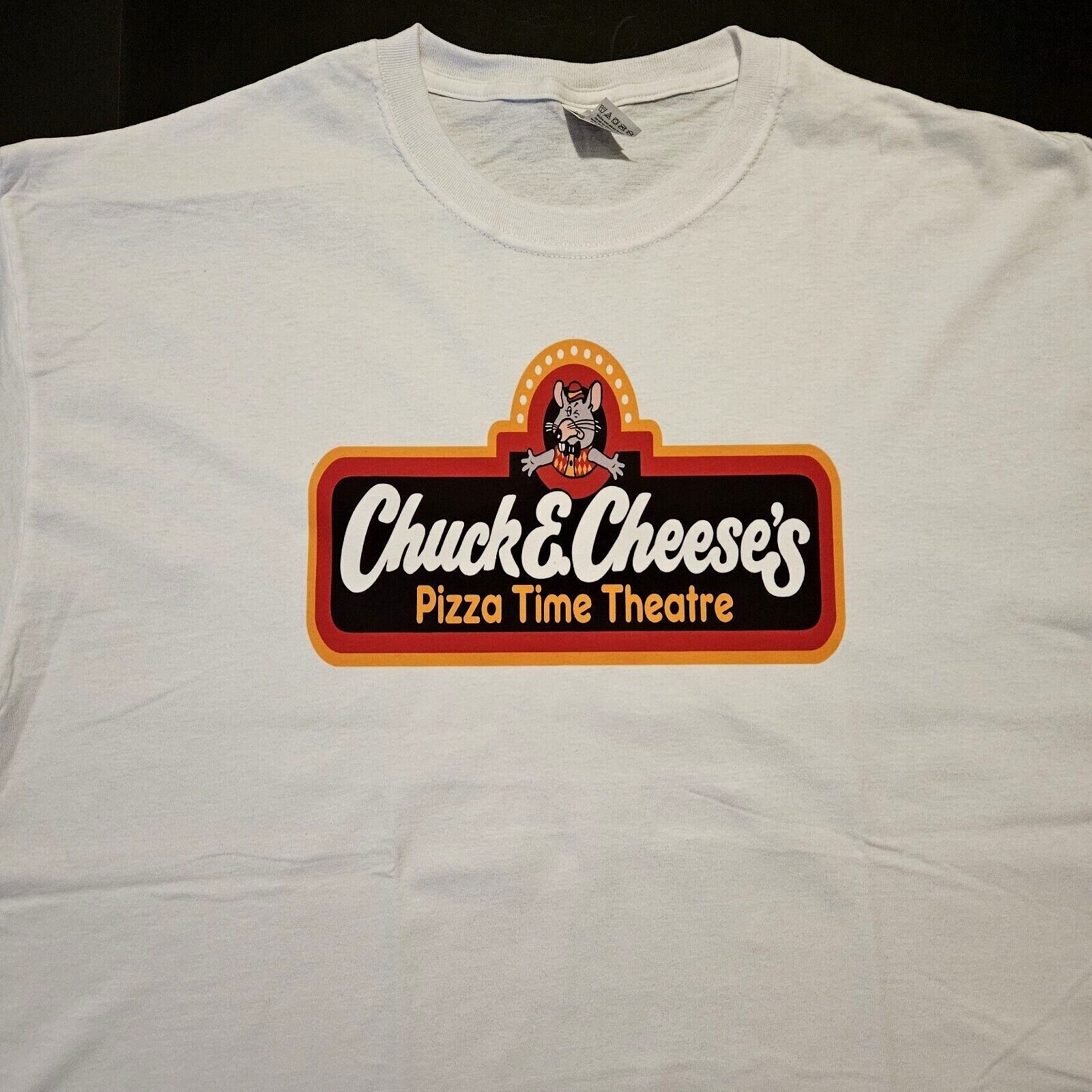 Free Same Day Shipping 1980&rsquo;s Logo Chuck E. Cheese&rsquo;s White Shirt New S-XL