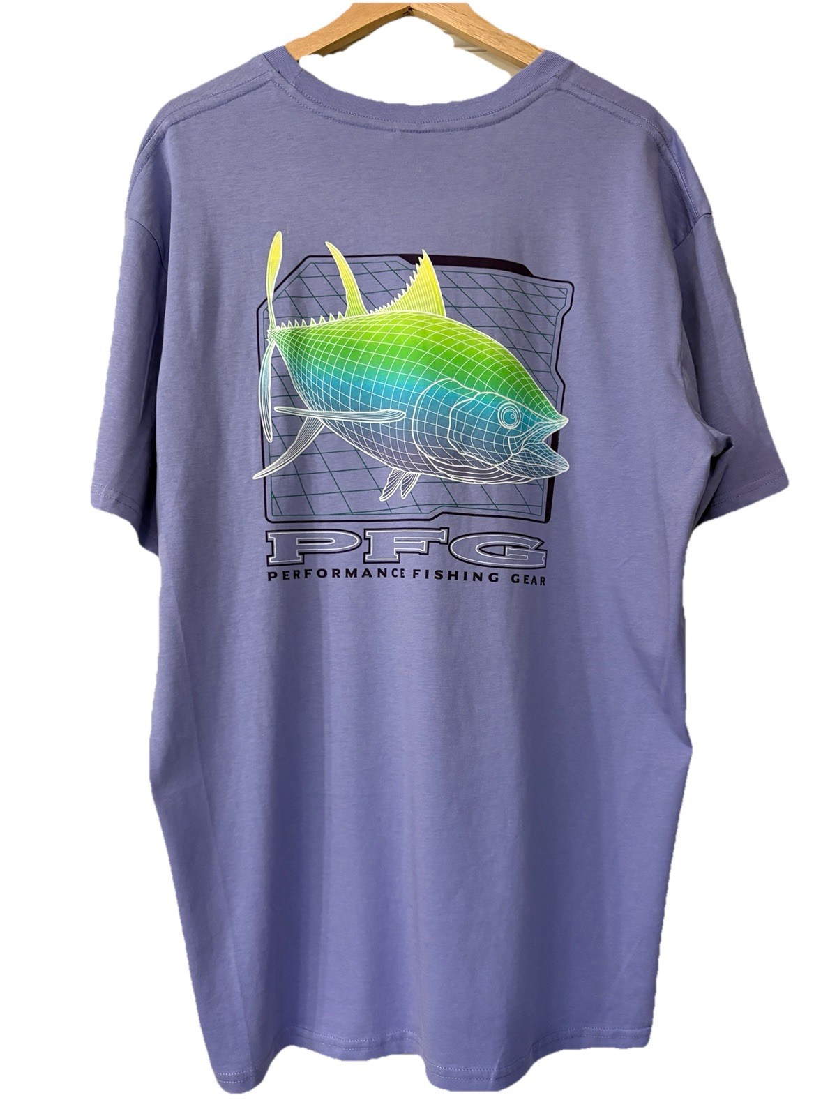 Columbia PFG T-Shirt Mens XLarge Light Purple Fish Graphic Outdoorsman Short Slv