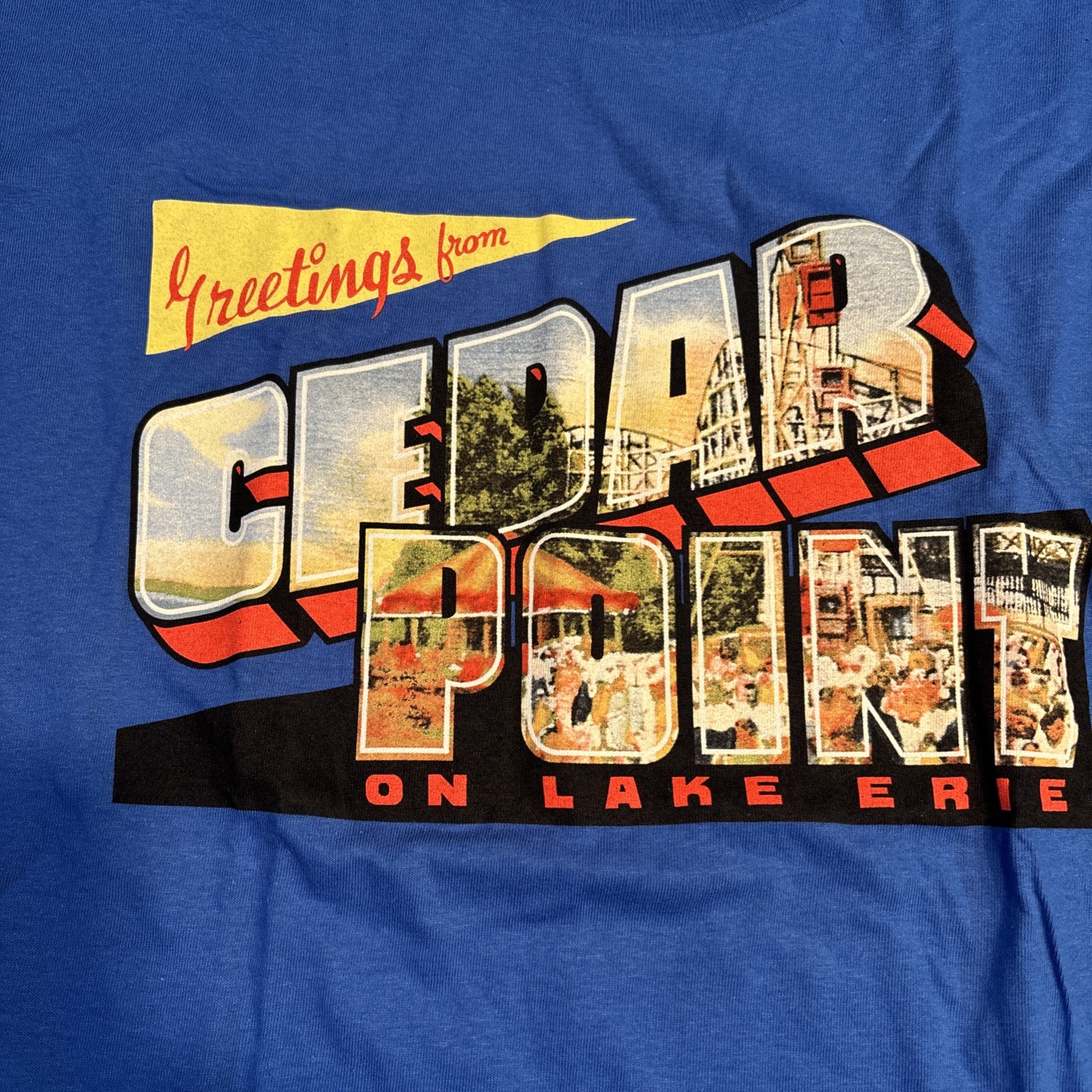 2-NEW Cedar Point Amusement Park Graphic T-shirts Blue Adult XL & L