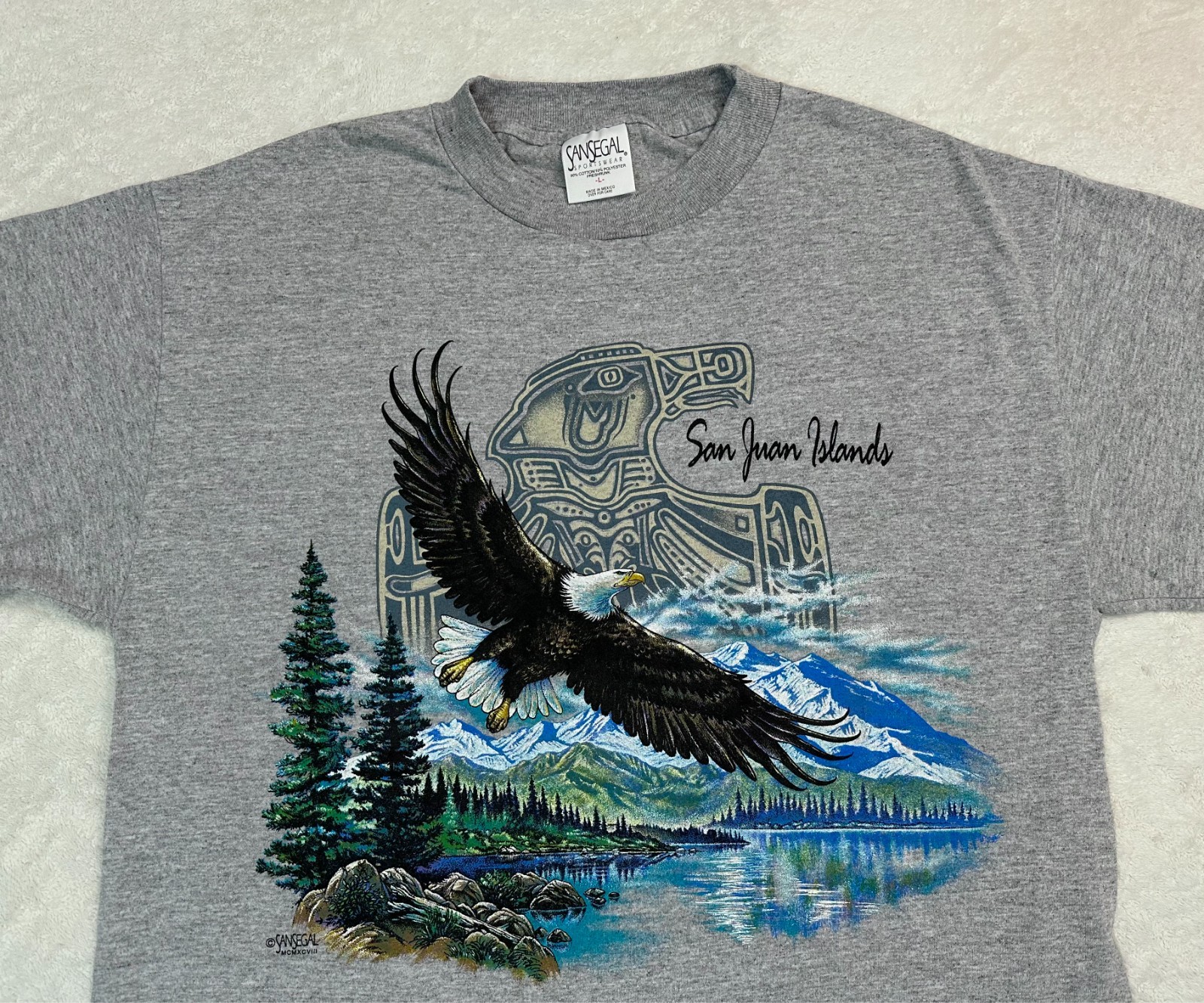Vintage 1990s San Juan Islands Washington State Bald Eagle Nature T-Shirt, L NEW