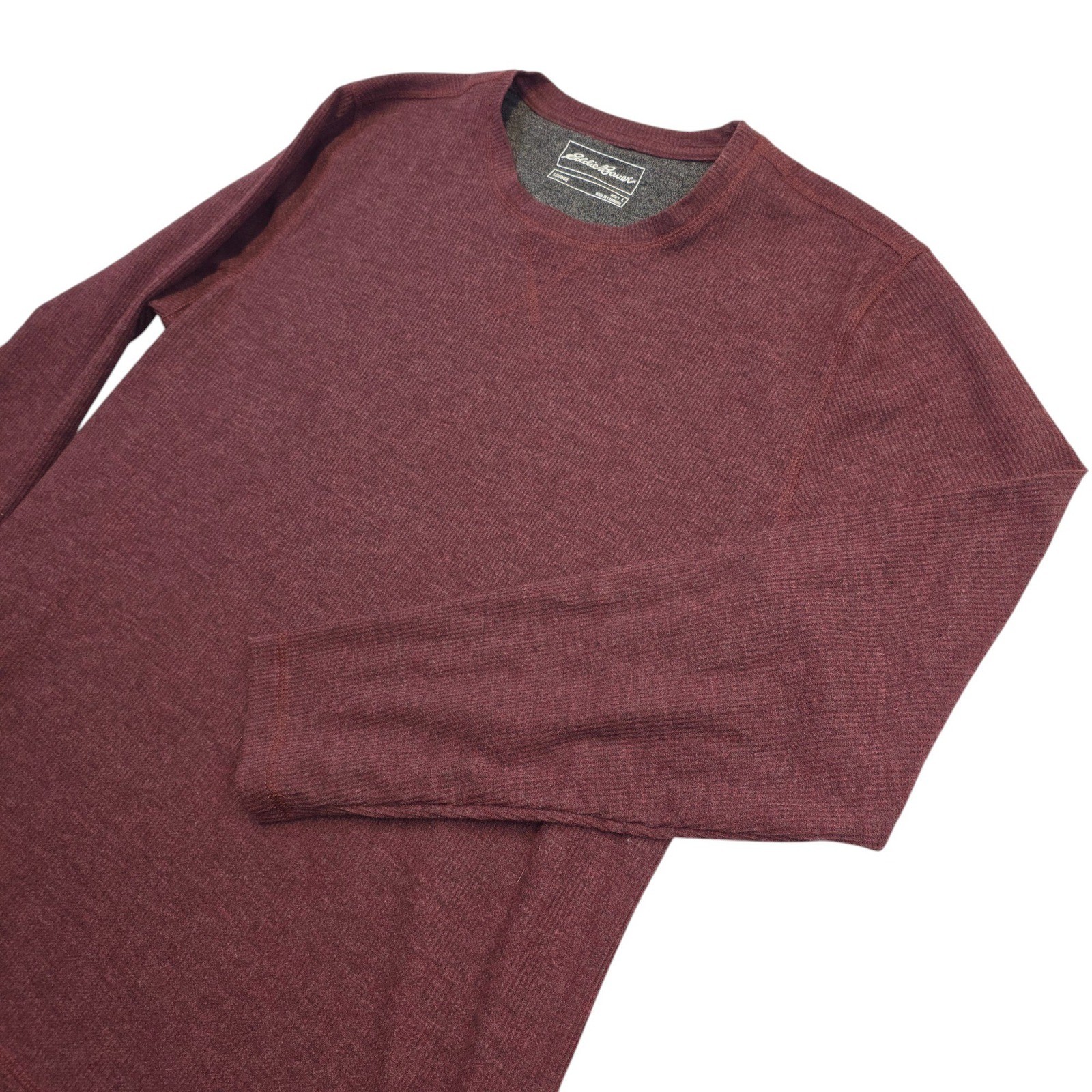 Eddie Bauer Mens Lounge Long Sleeve Crew Neck Top Casual Burgundy Heather Large