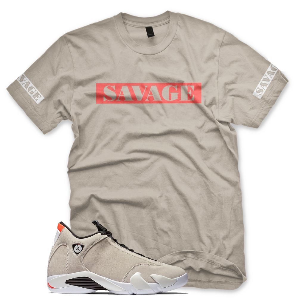 New SAVAGE T Shirt for J1 Retro 14 XIV Desert Sand Infrared