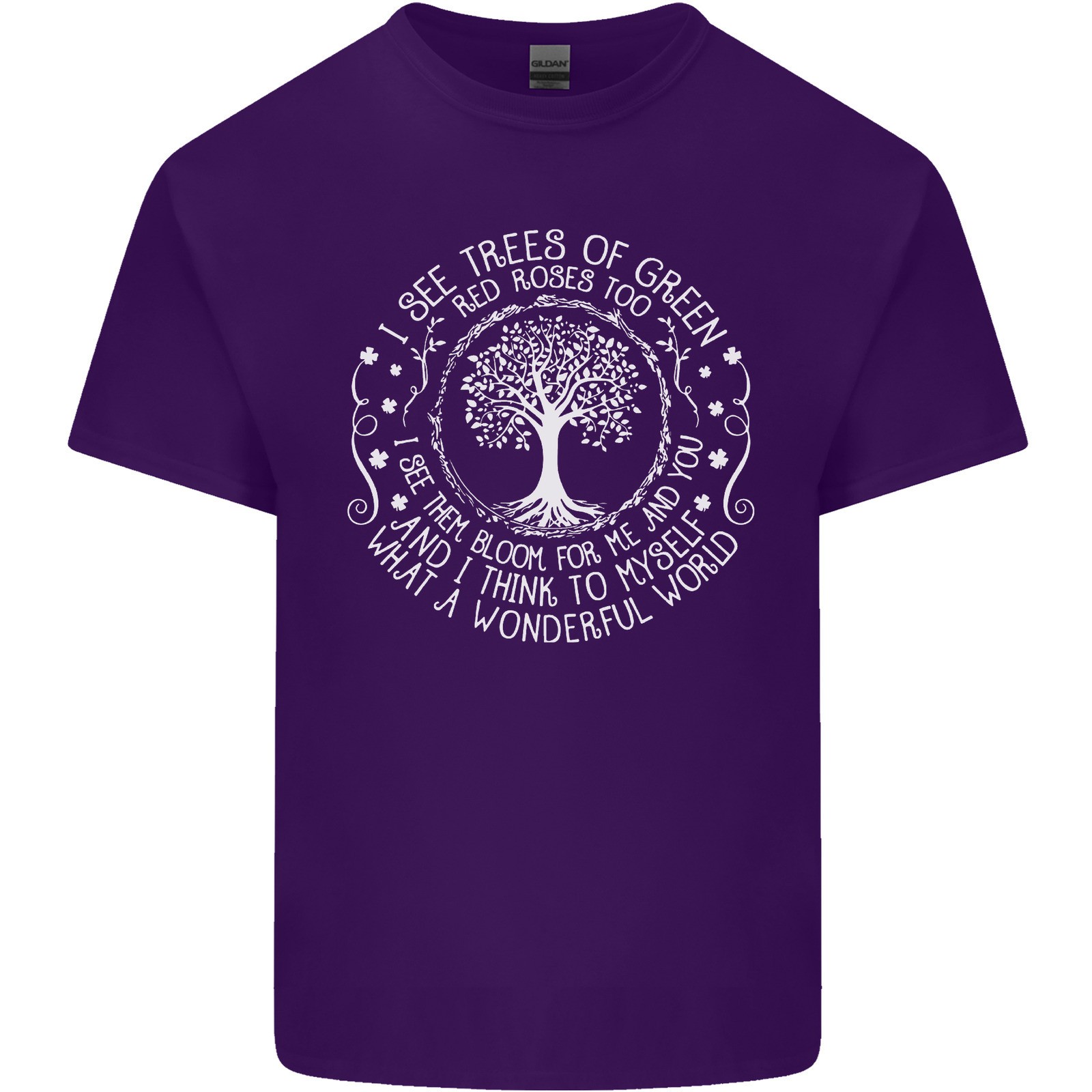 Trees What a Wonderful World Environment Mens Light Cotton T-Shirt