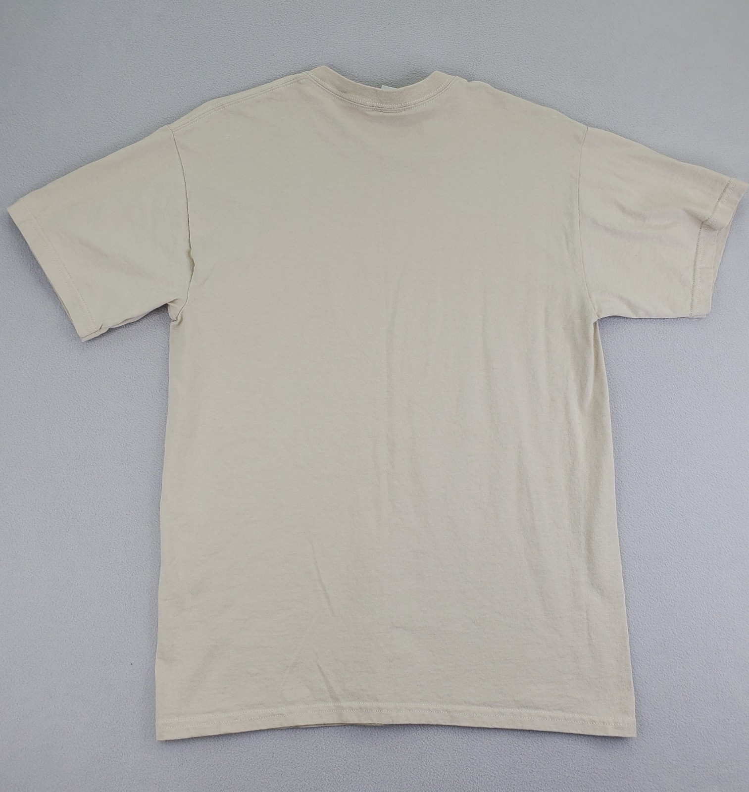 Naturally Optimistic Shirt Mens M Tan Hiking Camping Graphic Gildan Ultra EUC
