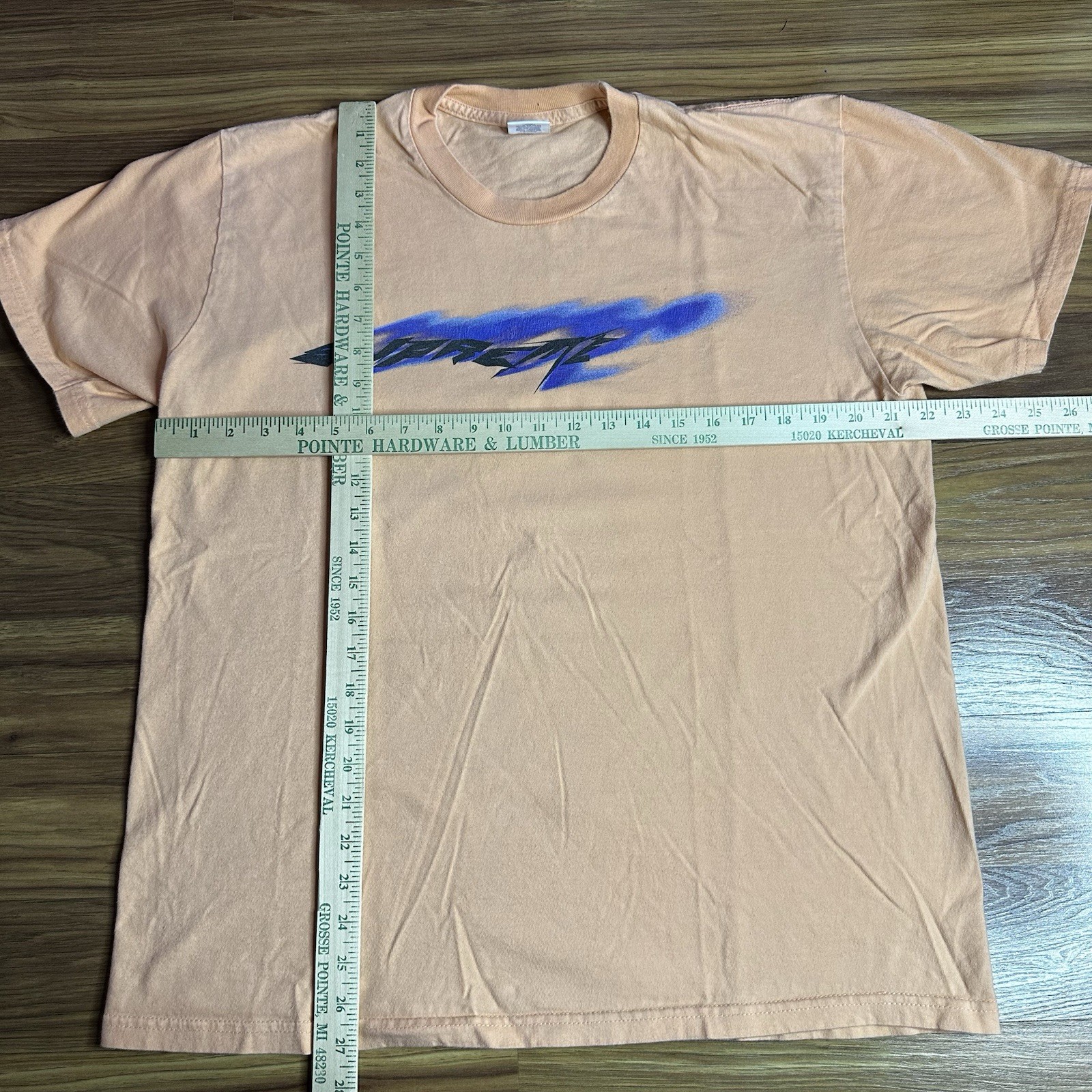 Supreme Wind Tee Shirt Mens Large Peach Y2K Skate Graphic Made USA SS21