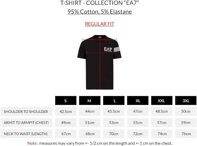 Emporio Armani Black Men&rsquo;s T-Shirt Round Neck, size M*L*XL*2XL*3XL ,Stripe logo