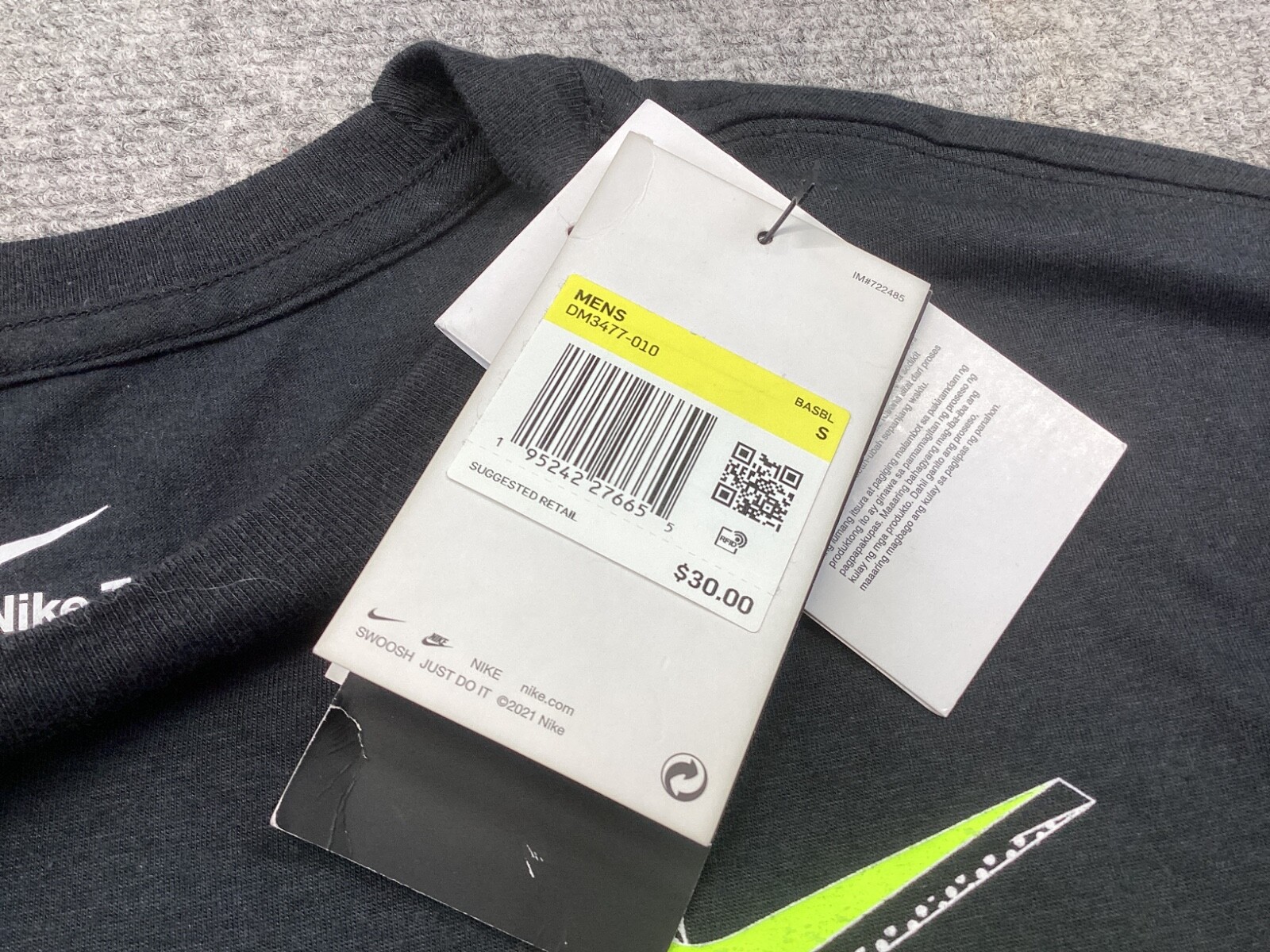 Nike Baseball Shirt Mens Small Black Tee Dri Fit Stealth Exaporation
