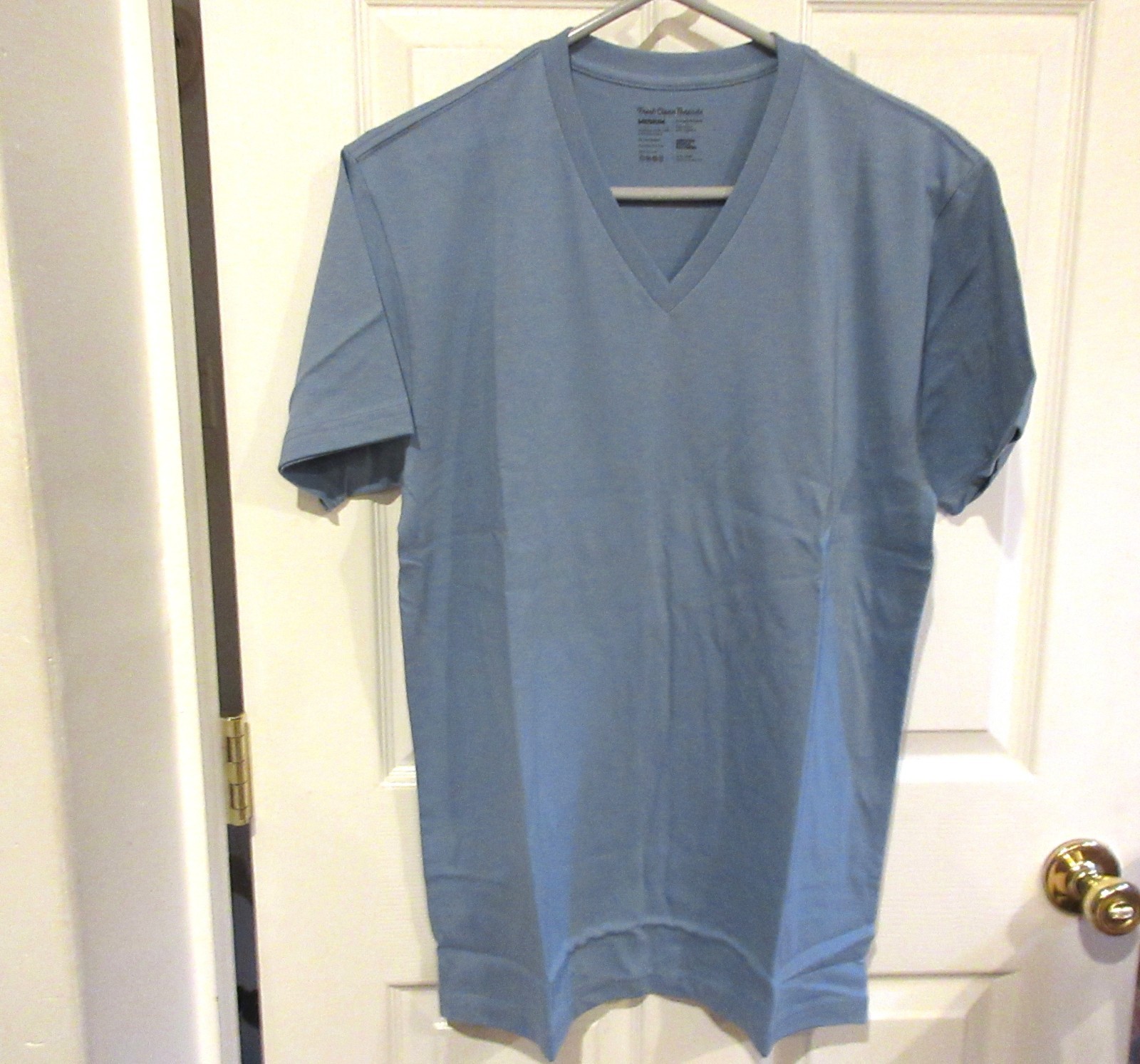 Mens FRESH CLEAN THREADS~Lakeshore BLUE TEE~NWT~MEDIUM V-Neck T-Shirt Shirt