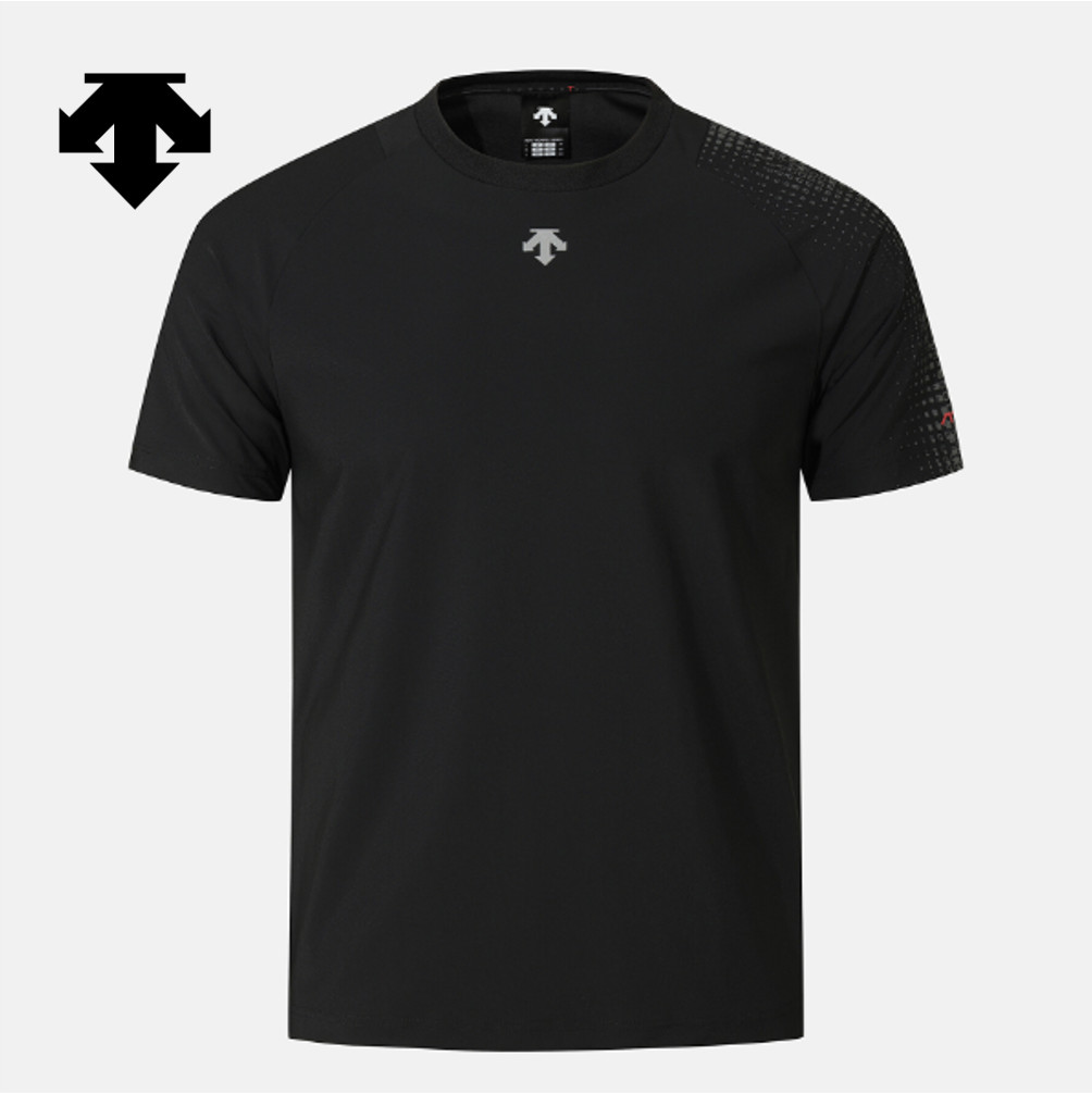 DESCENTE Men&rsquo;s Cooling Tricot Graphic Short-Sleeve T-Shirt BLACK ASIAN FIT