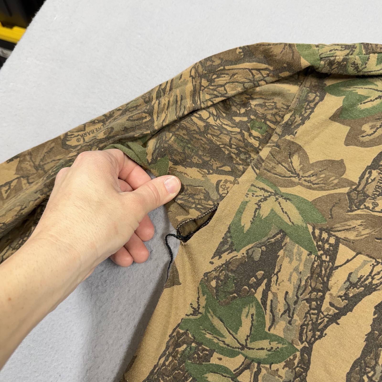 Vintage Ace Sportswear Shirt Mens 2XL Brown TreBark Camo Hunting Long Sleeve Tee