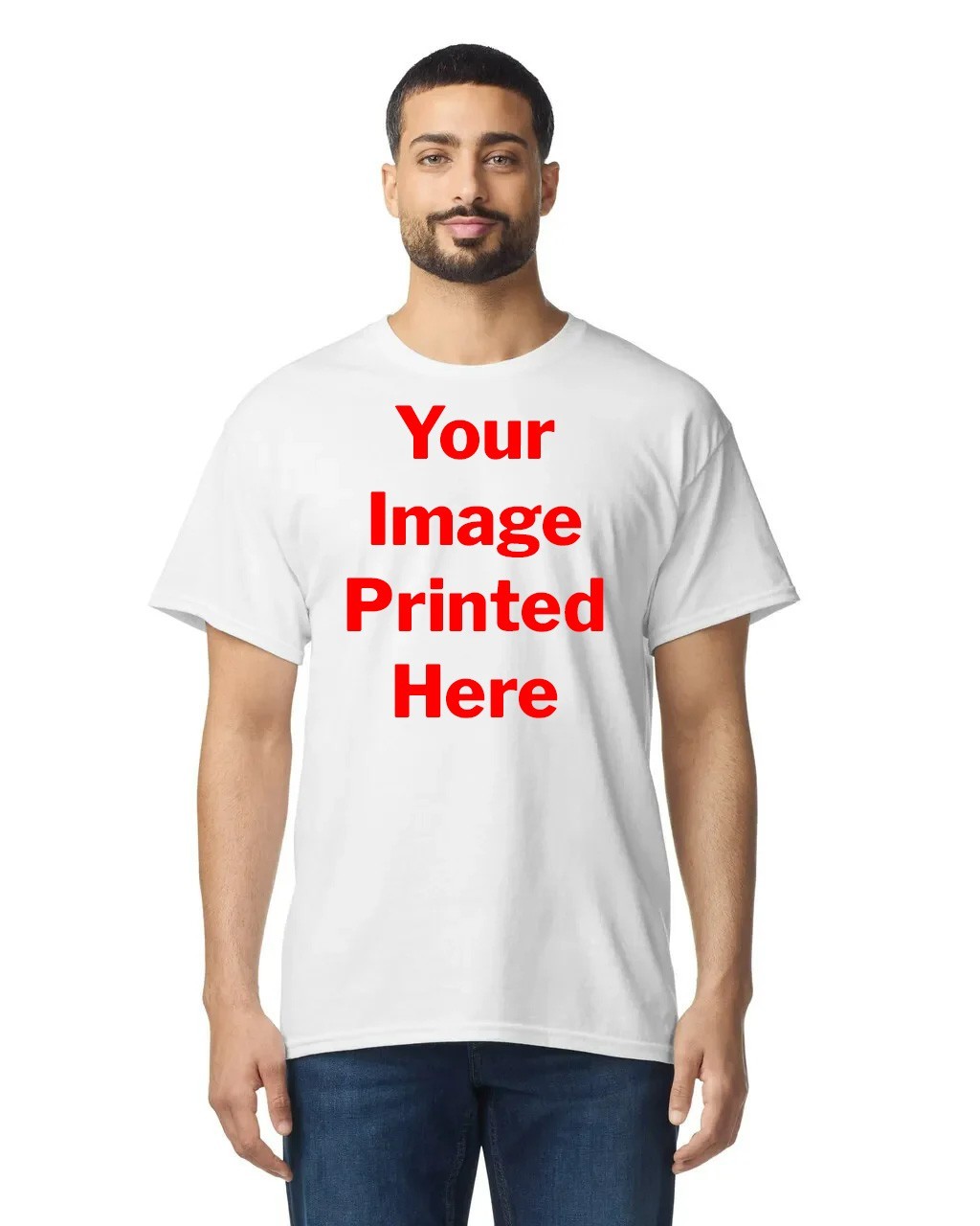 Customize Personalize Gildan G5000 Heavy Cotton White T Shirt S-XL DTG Printed