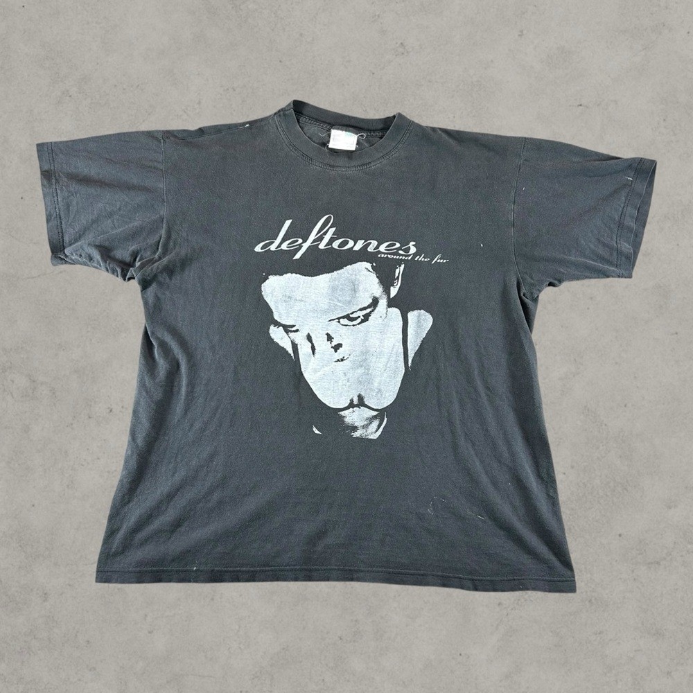 Vintage Deftones Shirt Men XL Black 90s Around The Fur Nu Metal Euro Band Tee