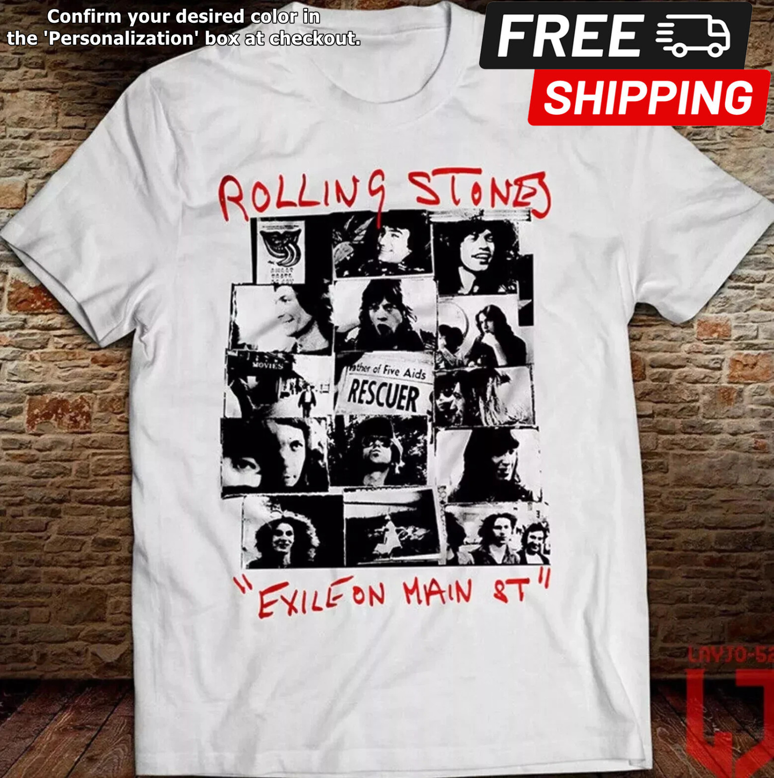 The Rolling Stones Exile on Main St Mick Jagger Keith Richards Tshirt,Size S-5XL