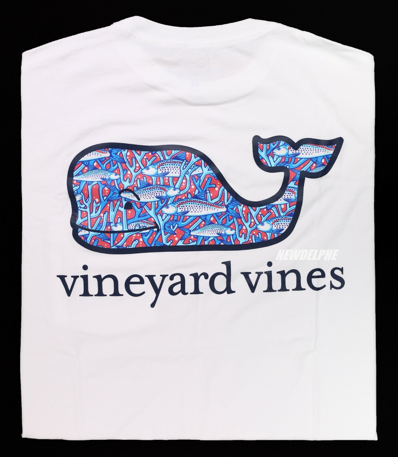 Vineyard Vines Men SS Pocket Crew Tee T-Shirt « BONEFISH IN CORAL WHALE » Edition