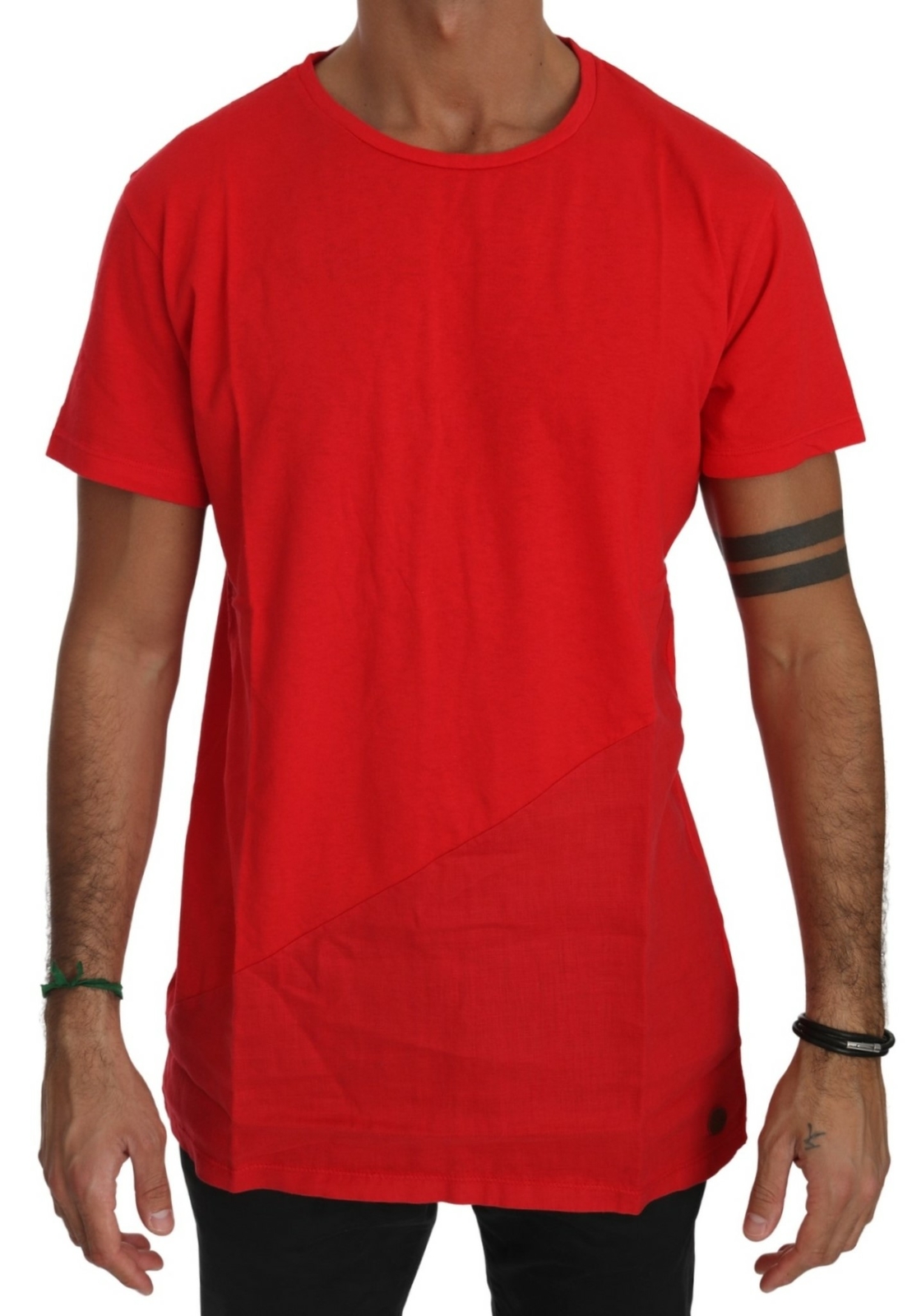 KM ZERO T-shirt Cotton Red Roundneck Short Sleeve Men Top IT52/US42/XL RRP $150