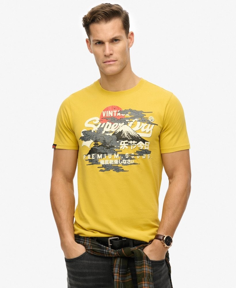 Superdry Mens Vintage Logo Tokyo T-Shirt Size Small Yellow