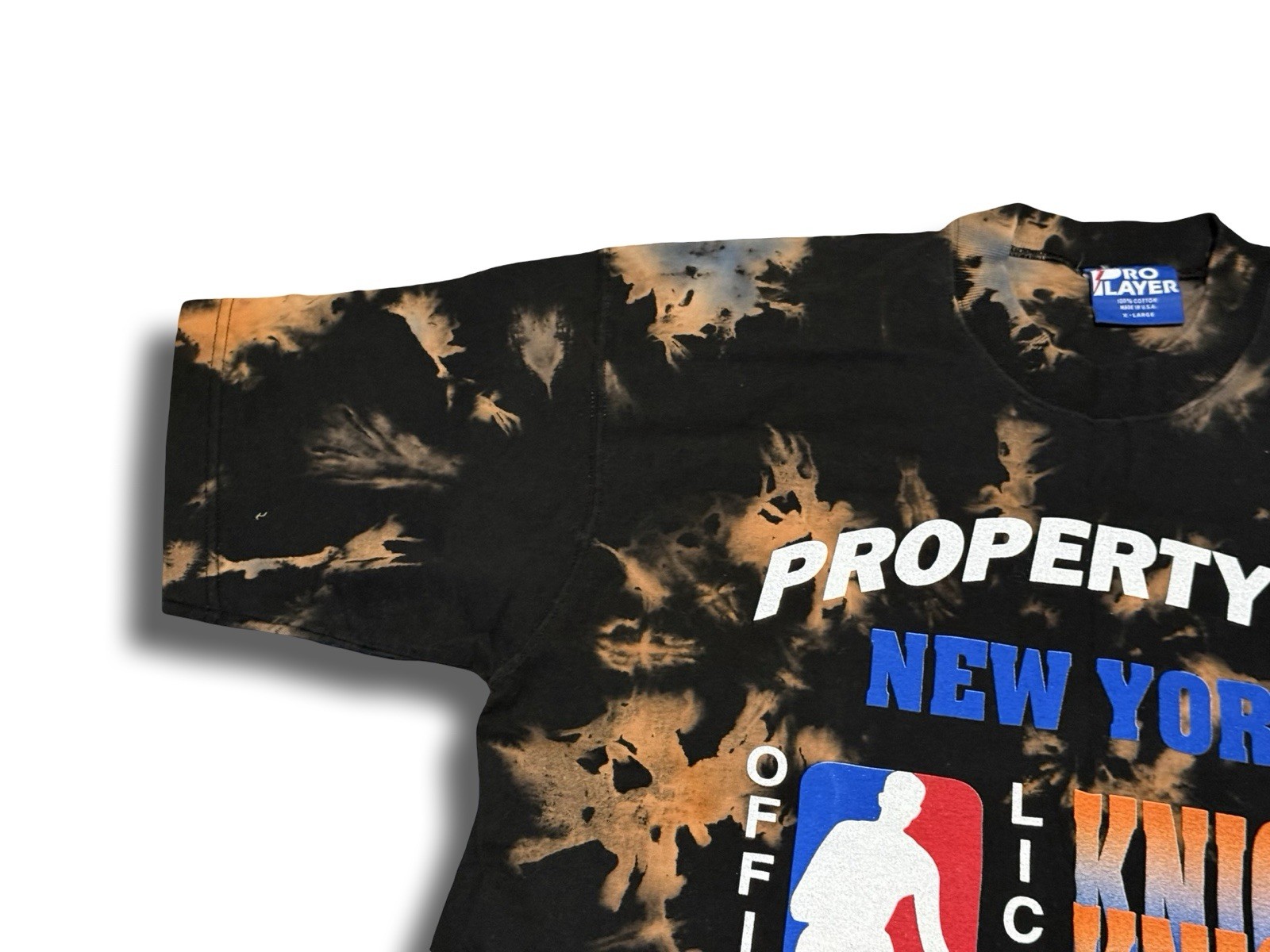 VTG 90s Pro Player Property of New York Knicks Tie Dye Black T-Shirt Made in USA