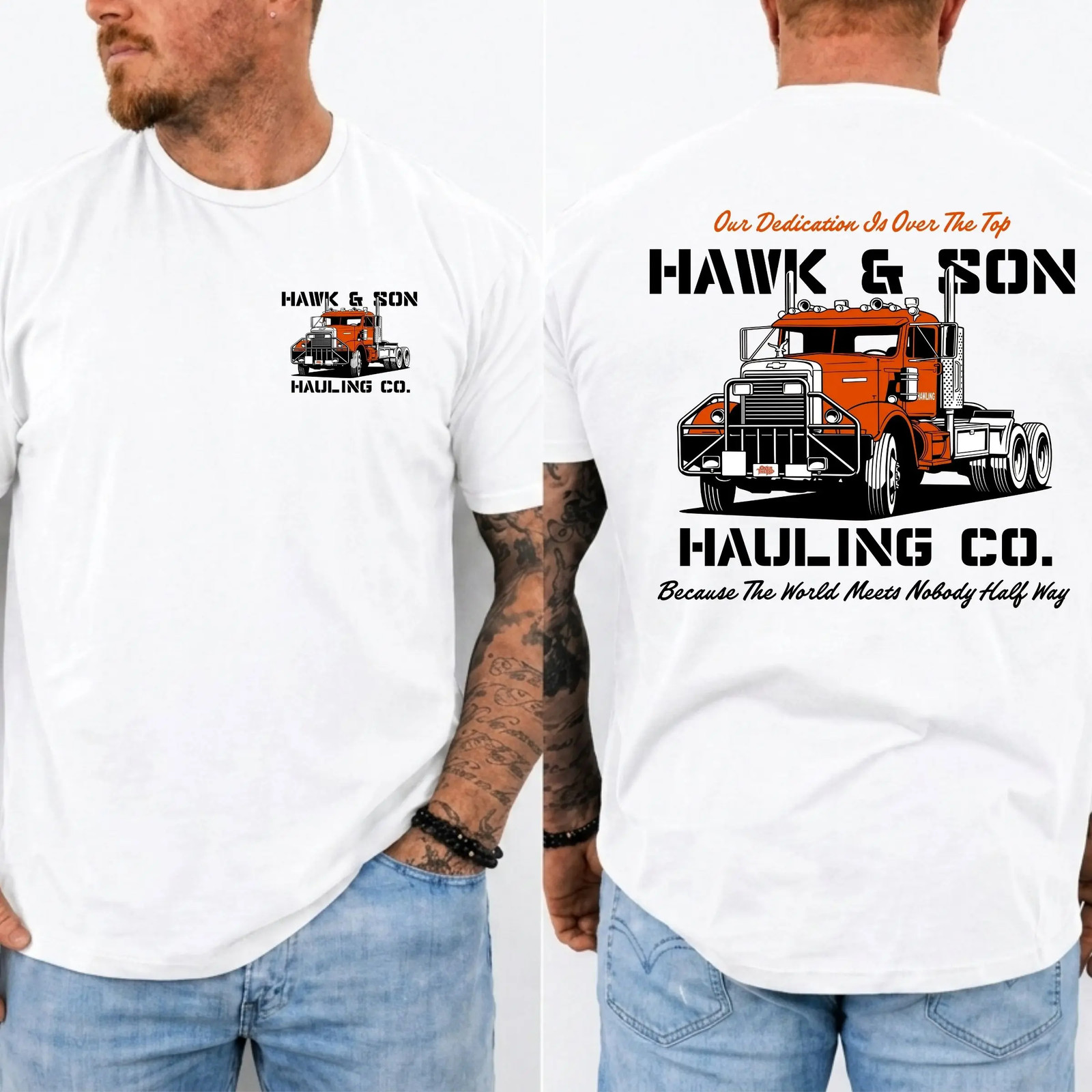 Over The Top Vintage 80s Arm Wrestling Trucker Graphic Tee, For Truck Drivers