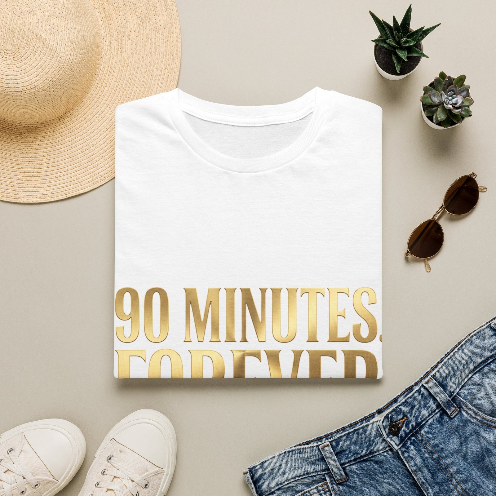 90 Minutes Forever 2026 T-Shirt | Gold Foil Sports Fan Tee