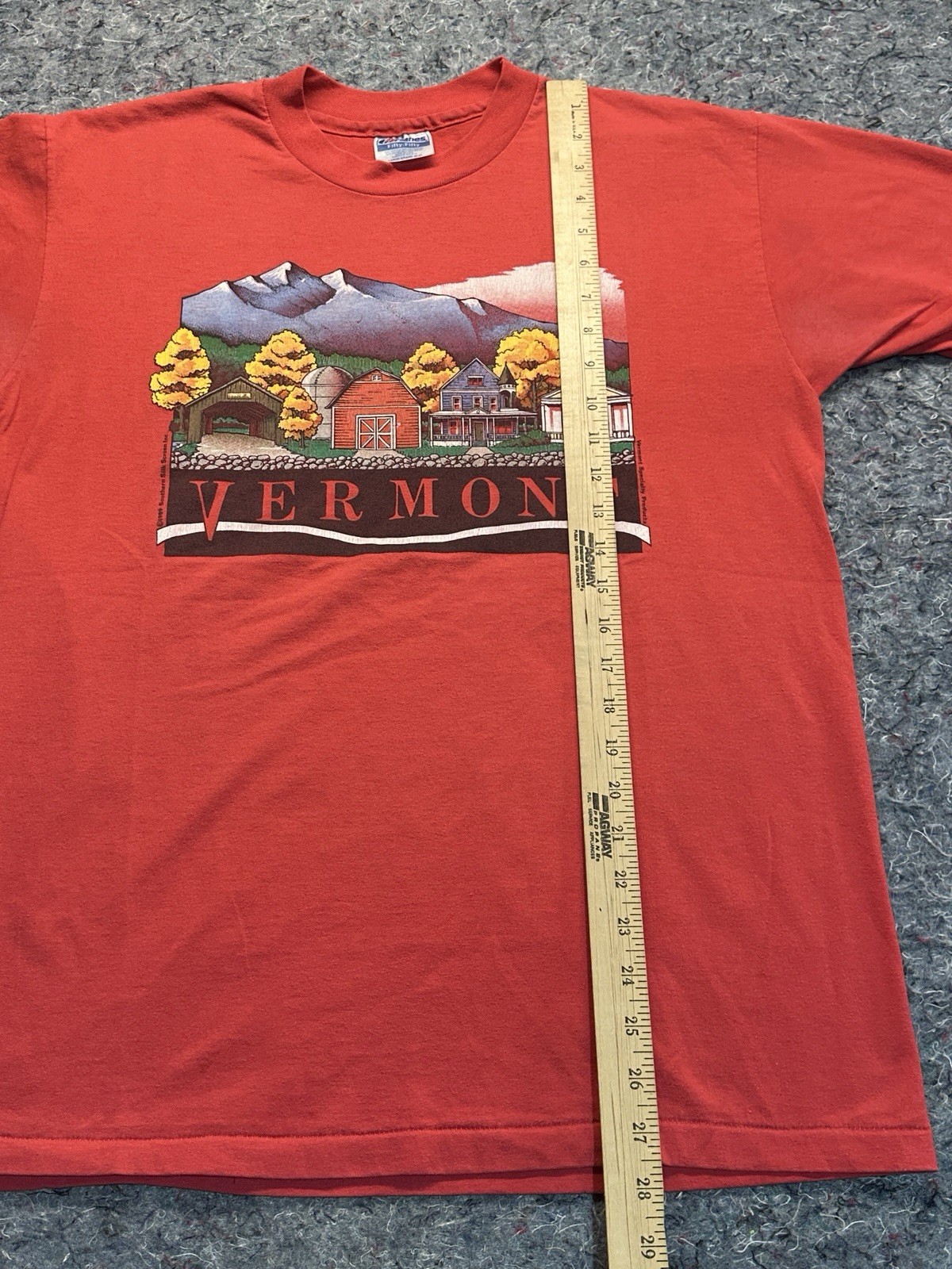 Vintage 80’s Vermont Hanes Tee Shirt Men’s Large Fifty Fifty 1989 Single Stitch