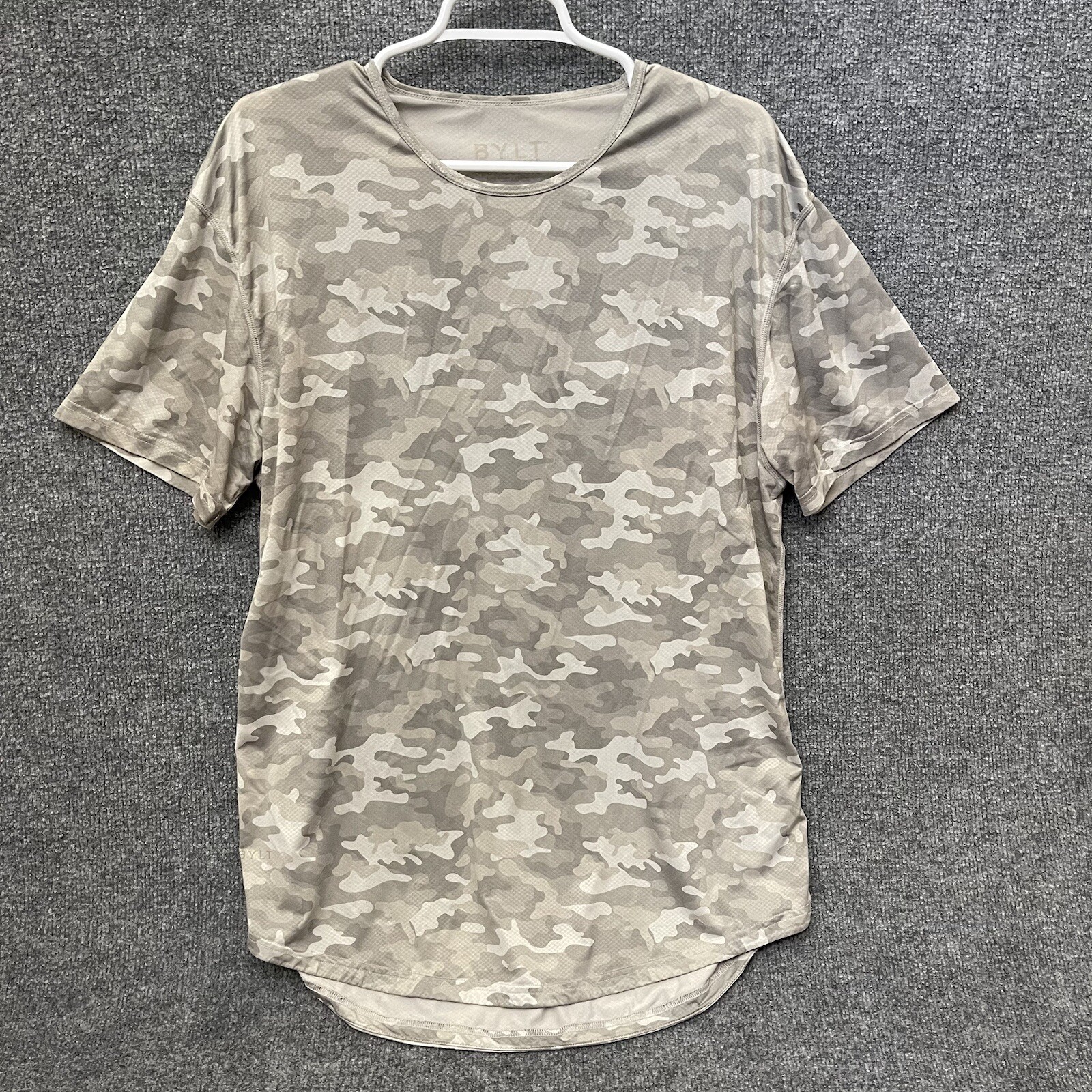 BYLT Premium Basics Drop-Cut Shirt Men’s S/S Camouflage Size L Gray