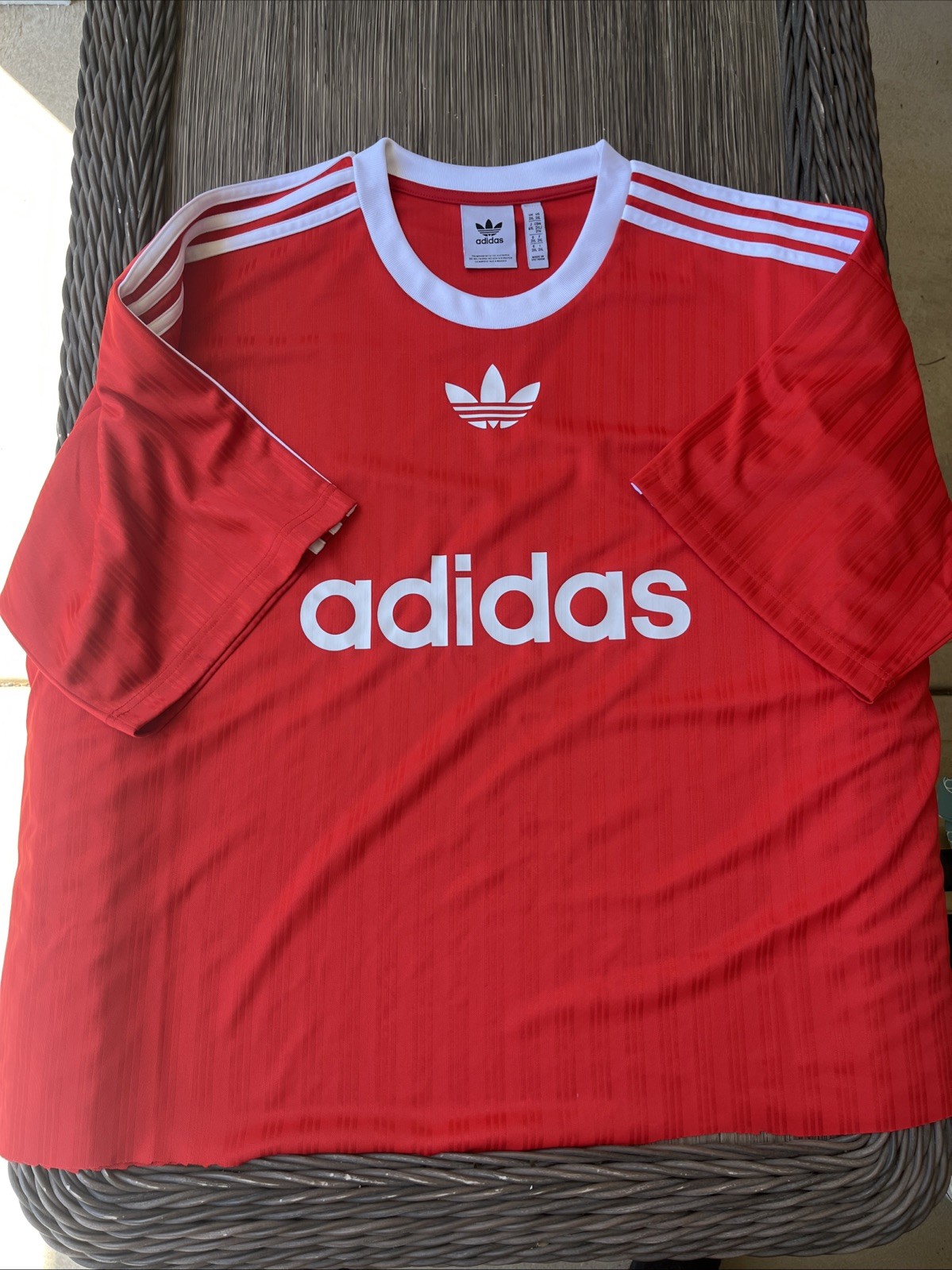 Adidas Original Trefoil Adicolor PolyTee Shirt Men Size L IM9458 Red Scarlet