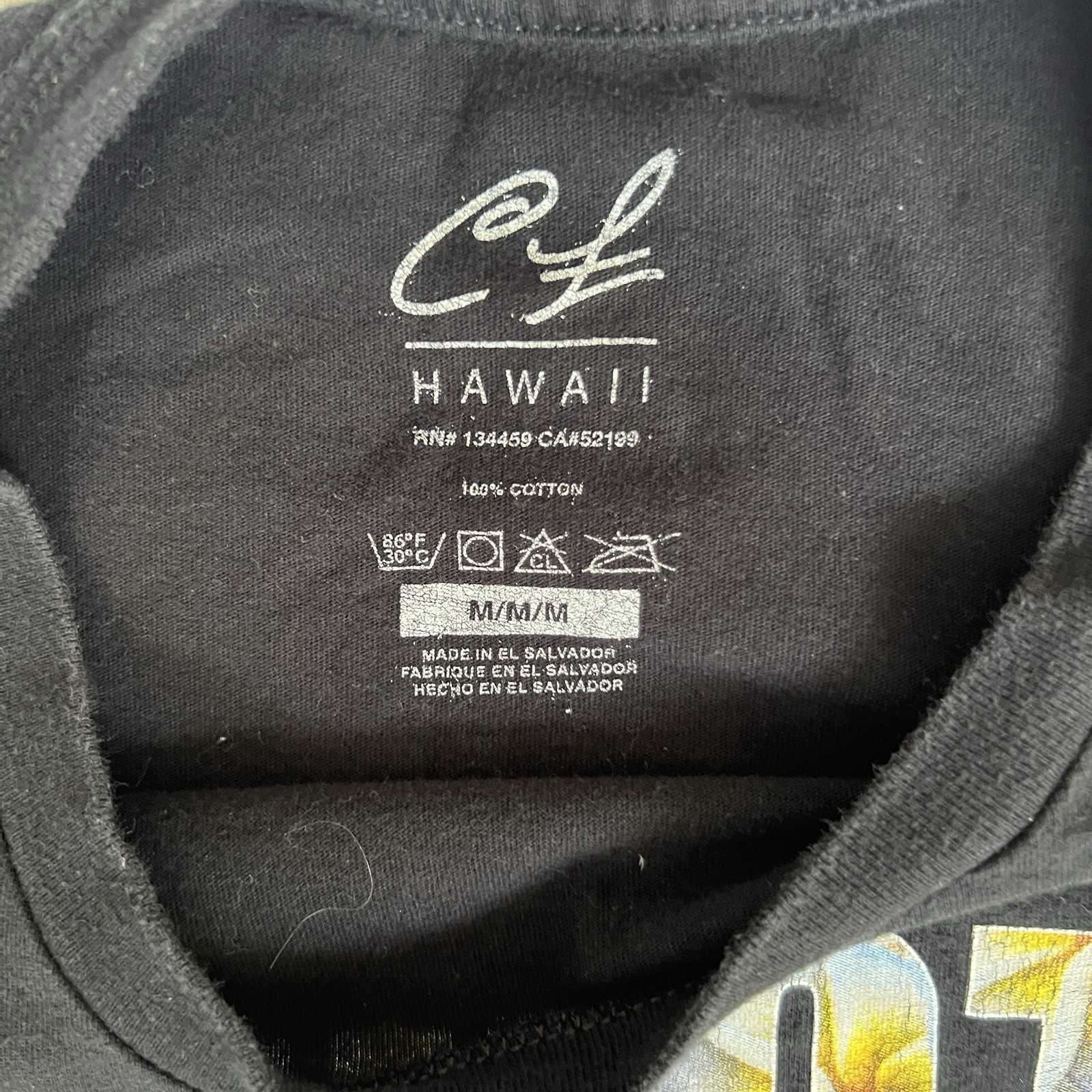 Clark Little Hawaii Shirt M Black Shoots Plumeria Floral Shore Waves Surf 3127