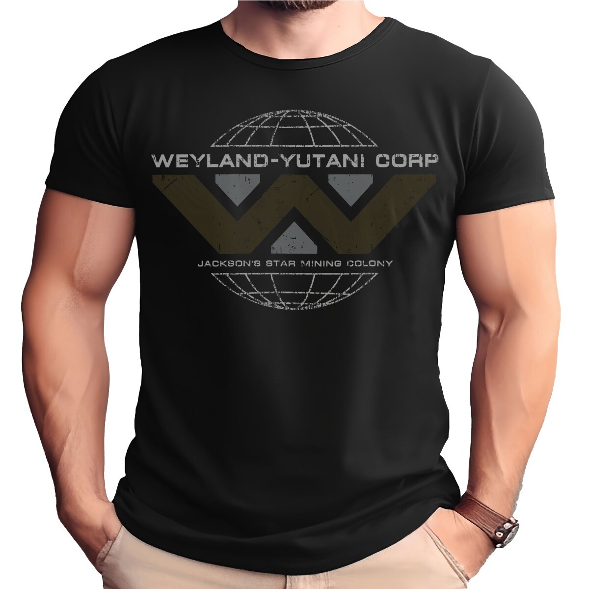 Weyland Yutani Corp Globe Logo Dark Distressed Adult T-Shirt