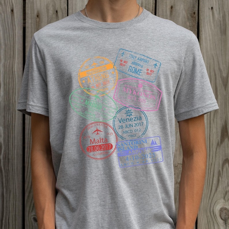 World Traveler Passport Stamps Comfort Tee