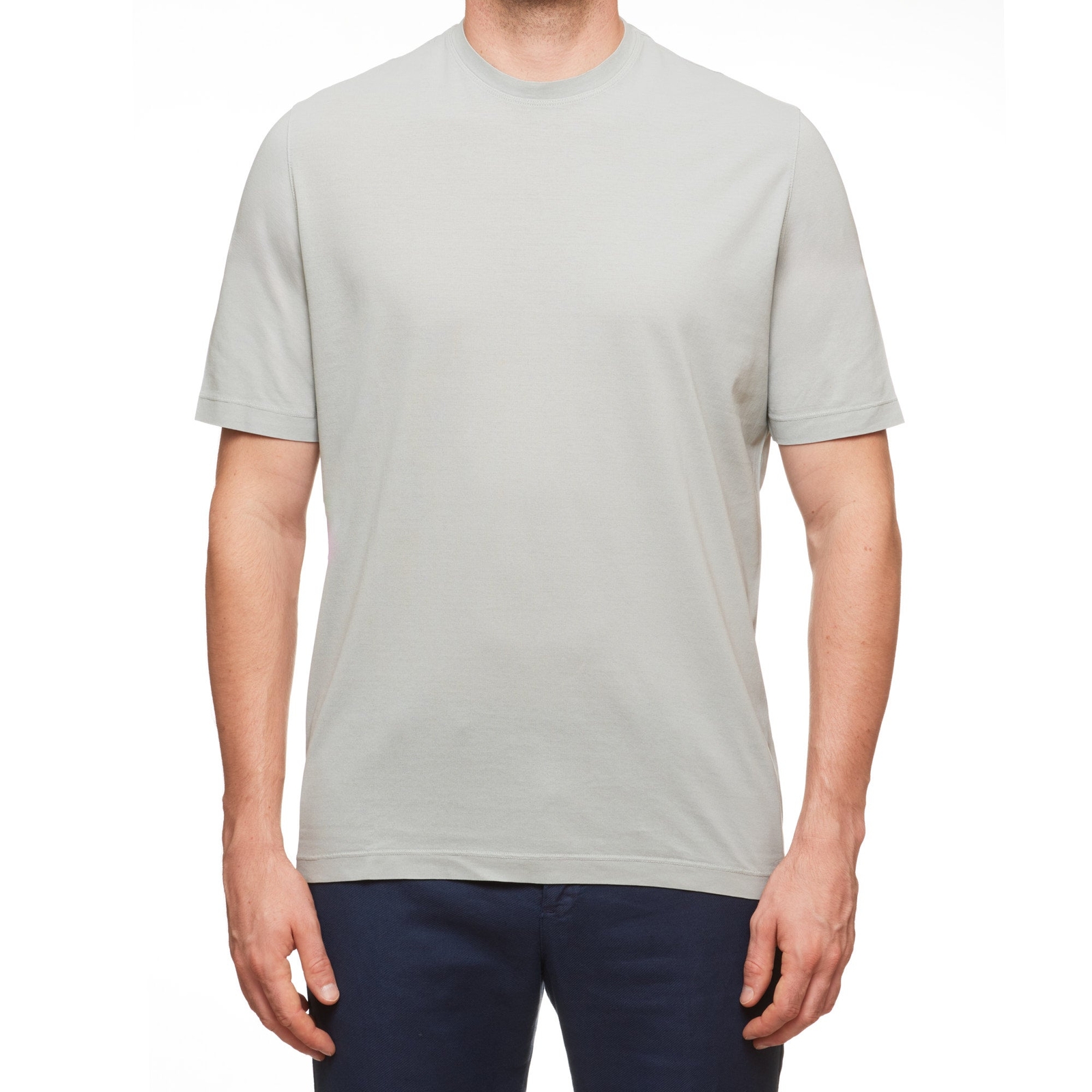 Kiton KIRED « Baciomc » Gray Exclusive Crepe Cotton Short Sleeve T-Shirt NEW Slim