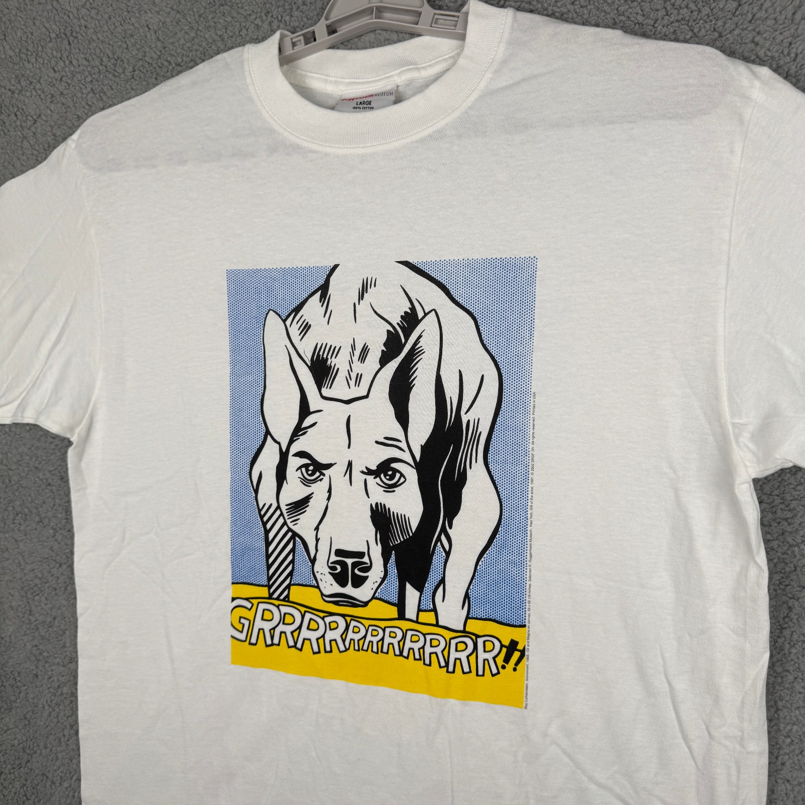 Vintage Roy Lichtenstein Guggenheim Museum Shirt Large Grrrrrrr Dog Pop Art 90s