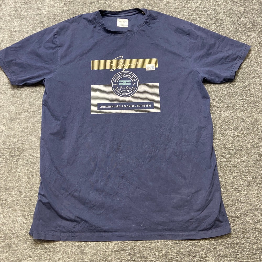 VTG Henry&rsquo;s Cotton Elegance Inside Imagination T Shirt Mens 4XL Navy Blue