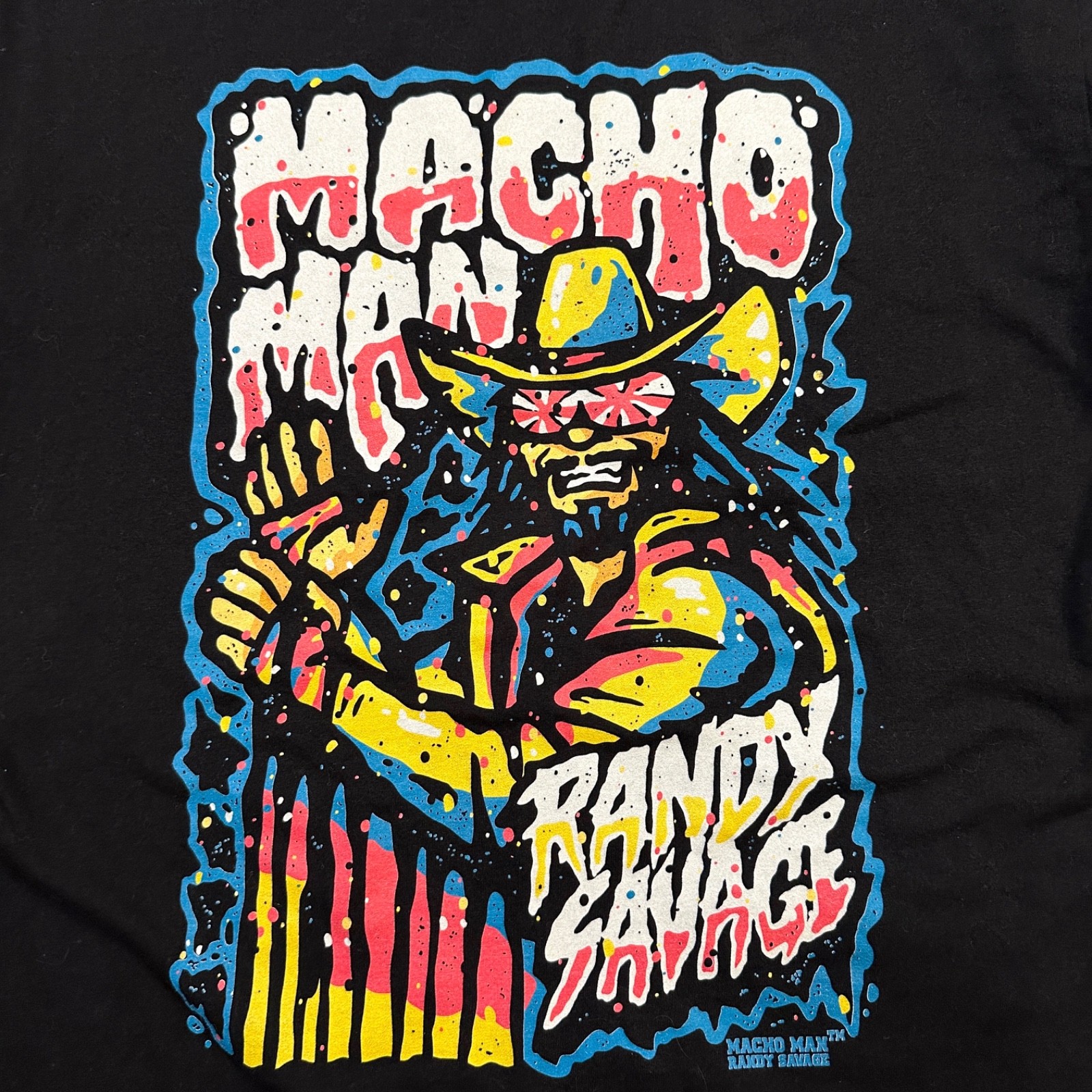 Macho Man Randy Savage WWE Graphic T-Shirt Lg Pop Art Street Style Wrestling Tee