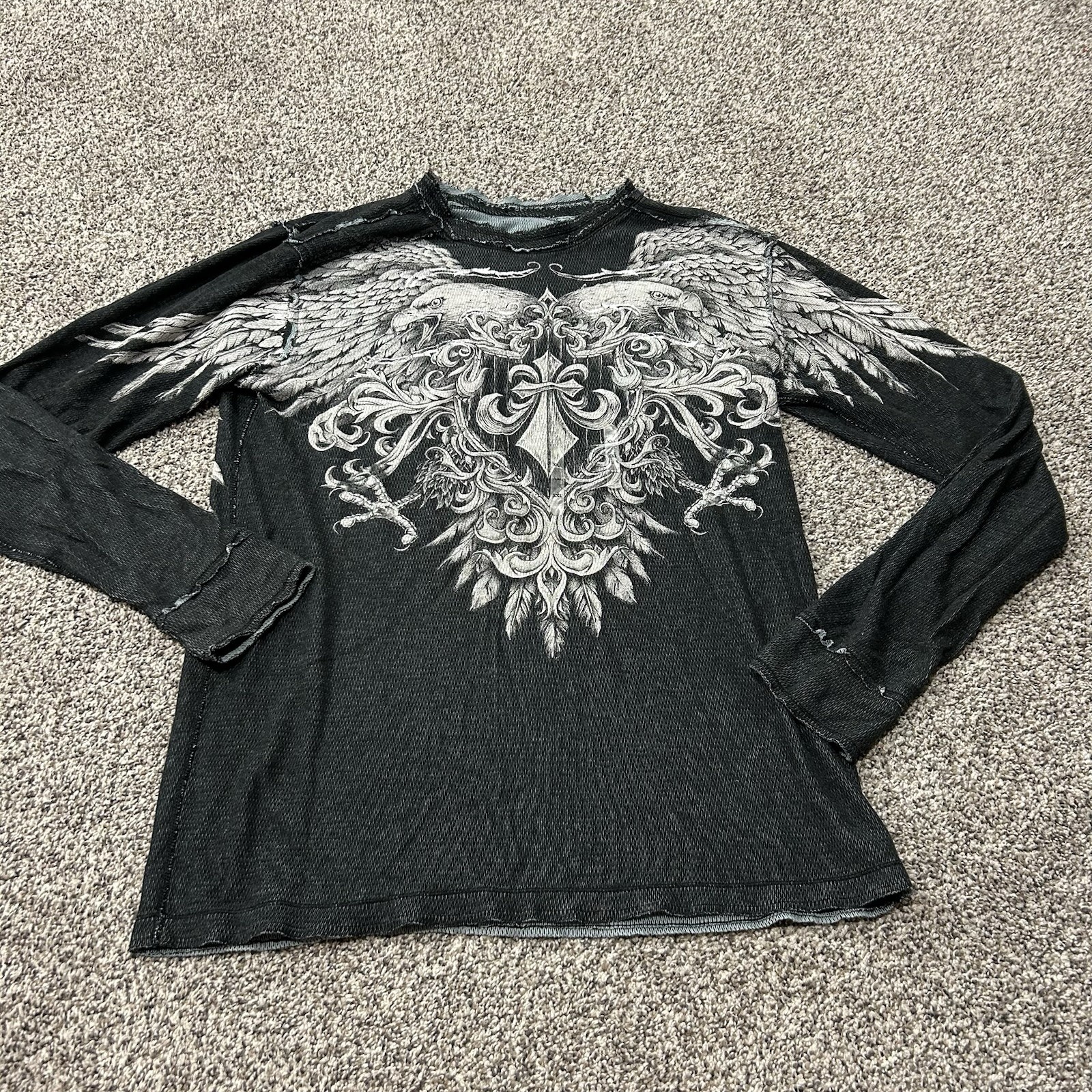 VTG Affliction Reversible Thermal | Winged Eagle & Cross | Y2K Grunge | Size XXL