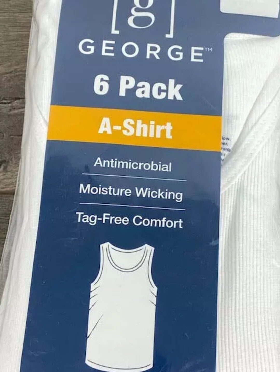 NEW! George Tag Free Comfort A-Shirt Men&rsquo;s, 2XL WHITE, 6-Pack