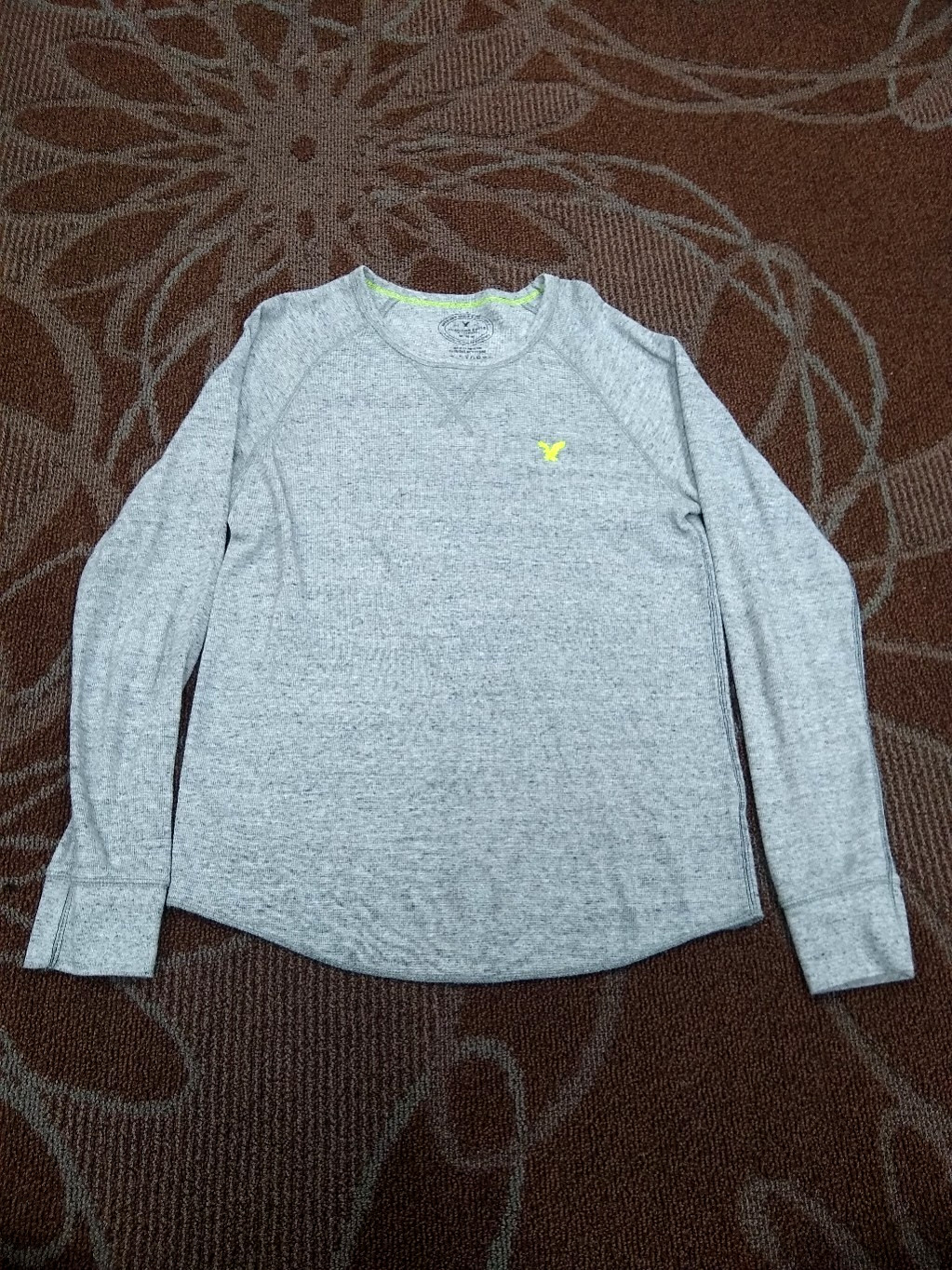 American Eagle Long Sleeve Shirt Gray Men&rsquo;s Size Medium Thermal Embroidered Logo