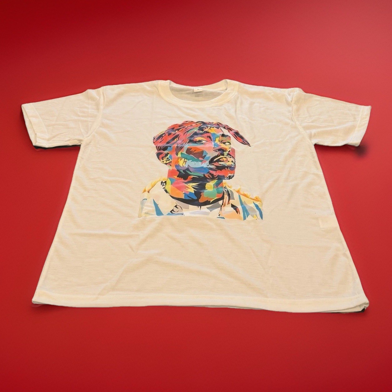 2Pac White Artistic Graphic Tee Shirt MEDIUM, New