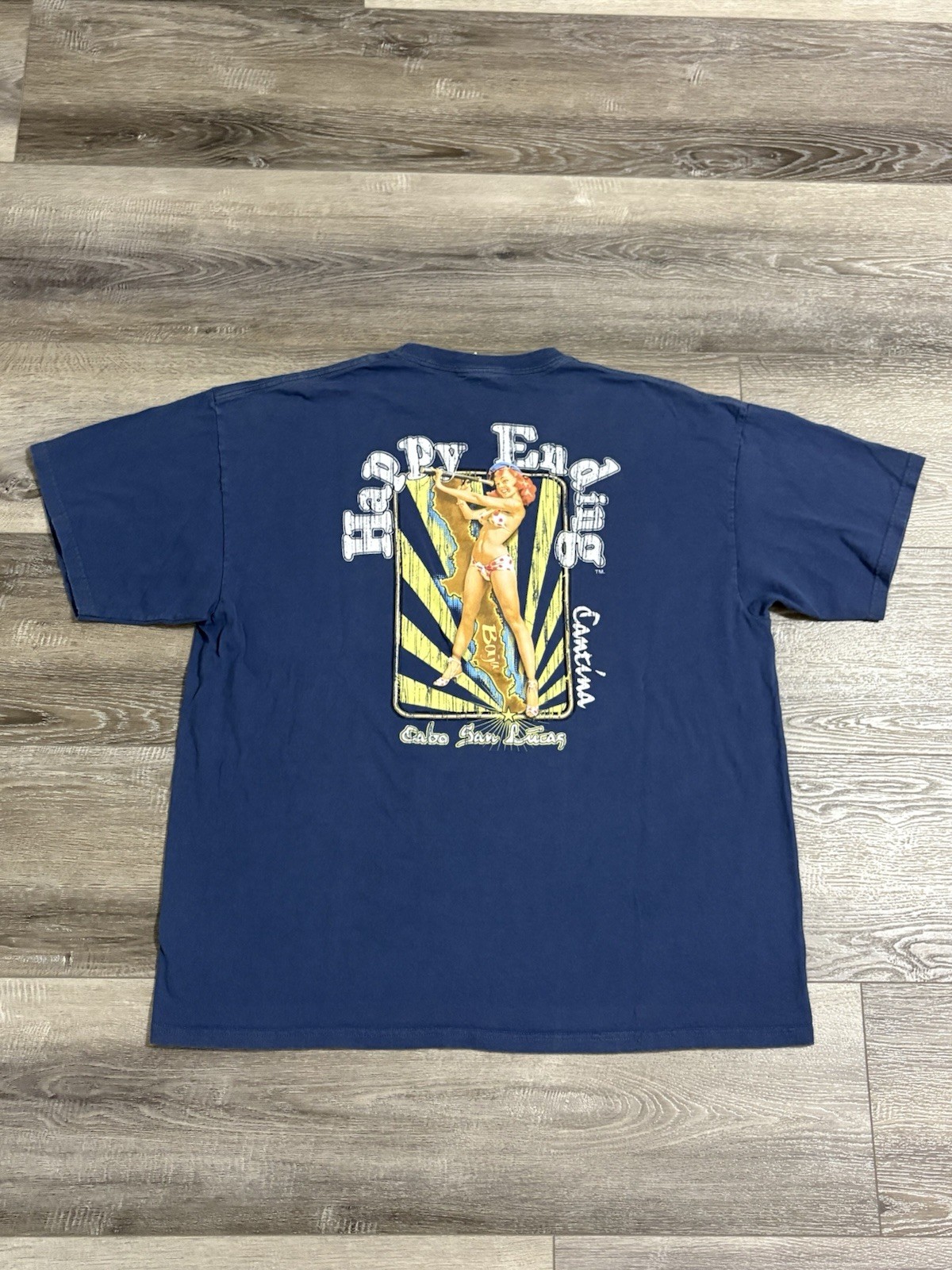 Happy Ending Cantina Blue Shirt Y2K Skater Streetwear Retro – Men’s XXL 2XL