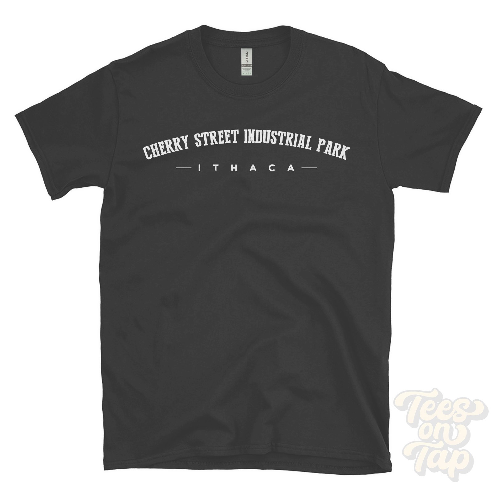 CHERRY STREET INDUSTRIAL PARK ITHACA T-SHIRT Tompkins New York USA varsity gift