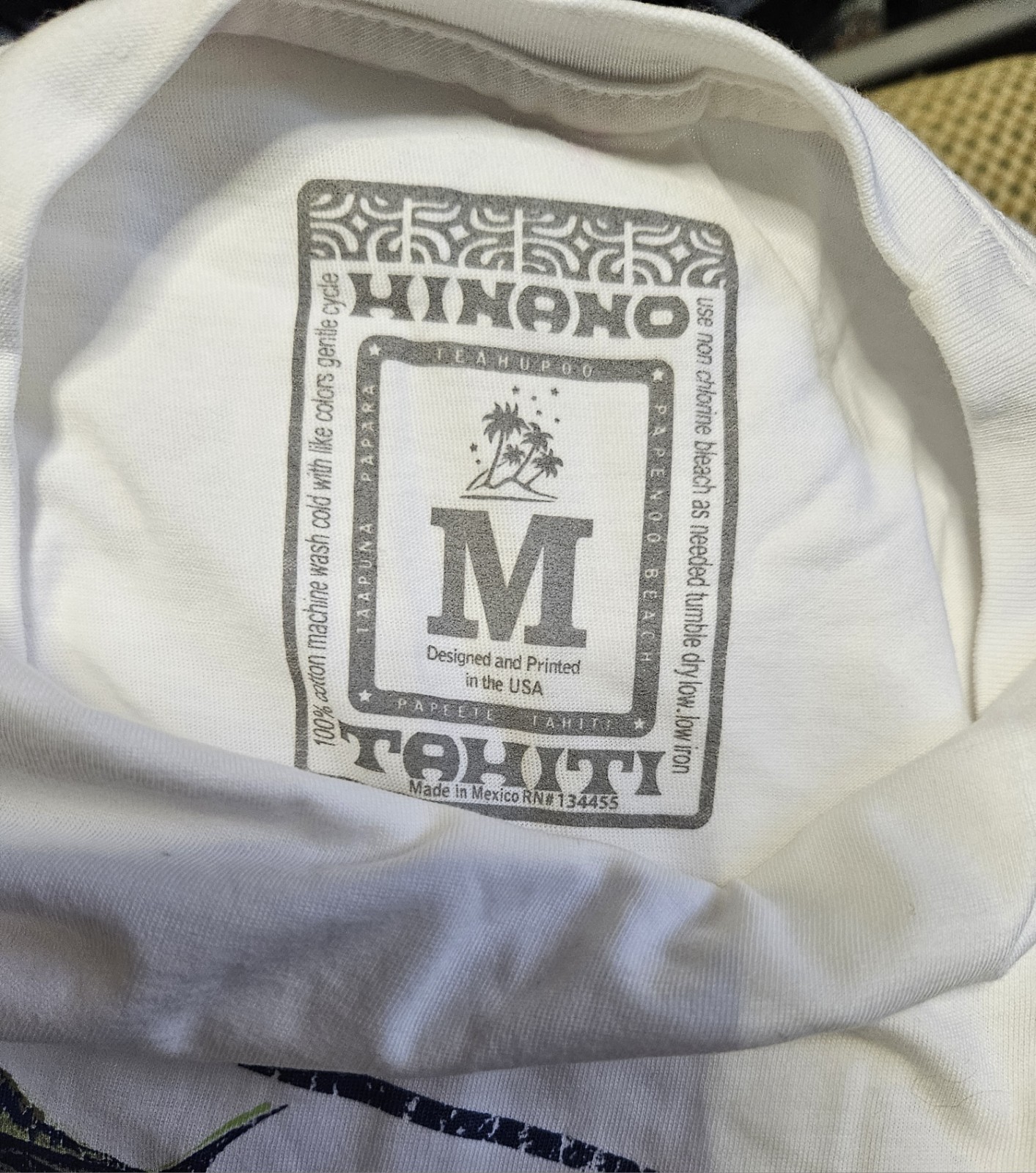 Hinano Tahiti Mahi Ahi Fish Graphic White Men&rsquo;s Crew Neck Cotton T-Shirt M