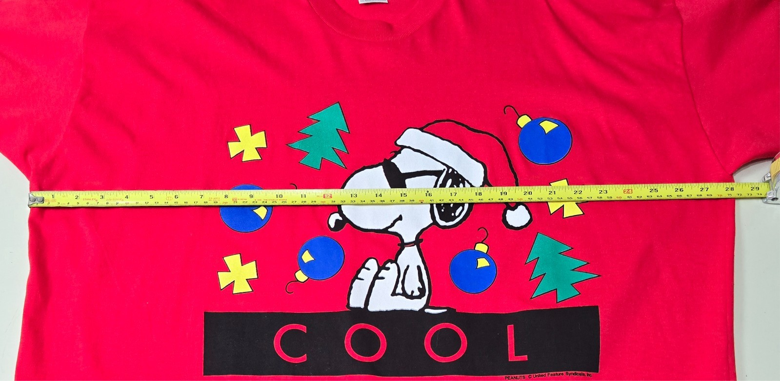 Snoopy Peanuts Christmas VTG FOSTER Single Stitch Red Sleep Shirt *One Size *