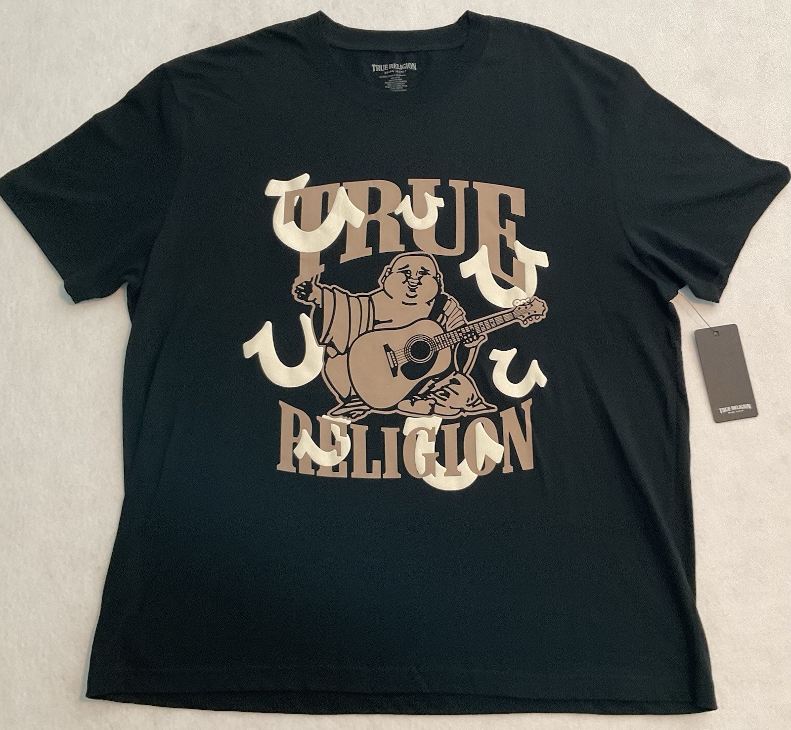 True Religion Men&rsquo;s 3X Multi Puff HS SRS Tee Shirt Black 100% Cotton NEW