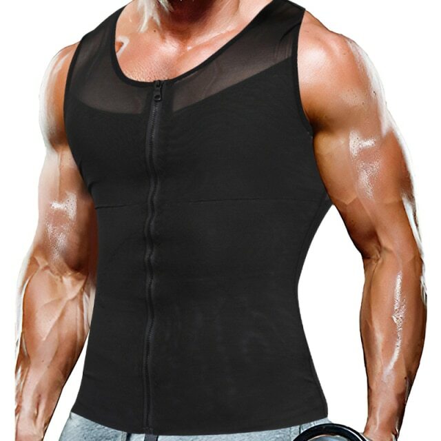 Men Compression Slimming Body Shaper Vest Sleeveless Zipper Undershirt Tank Top
