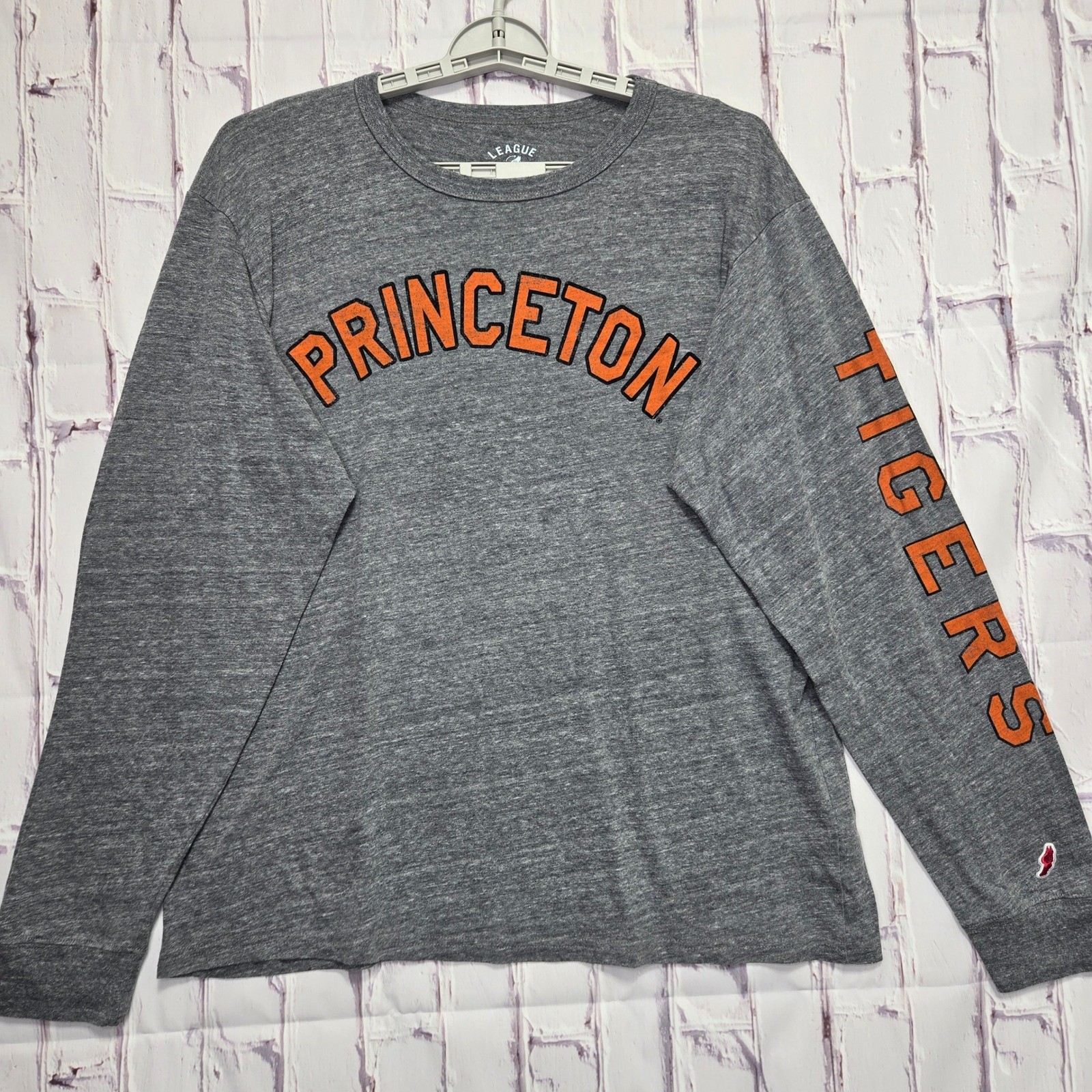 League 1991 Princeton Tigers Long Sleeve Shirt Mens XL Gray Heathered Tri-Blend