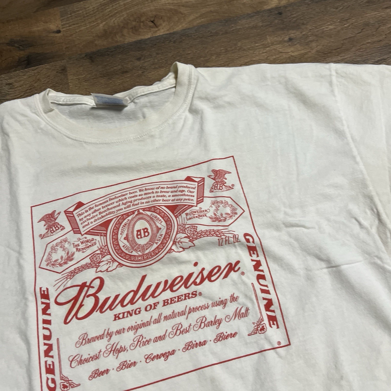 Vintage Budweiser King of Beers T-shirt Mens Size XL White Tee