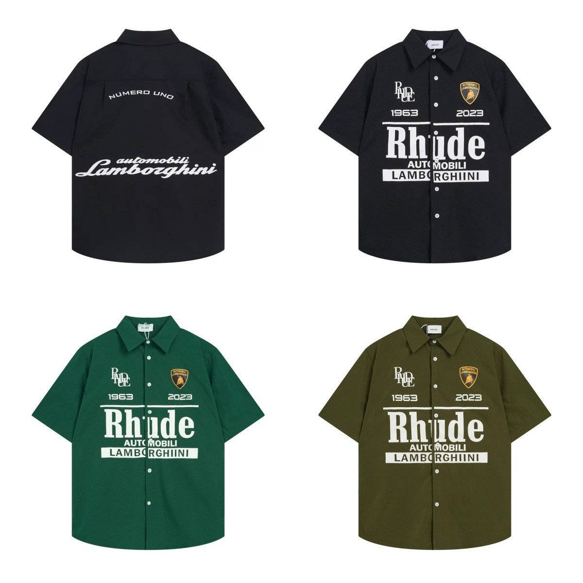 High Quality NEW Men Women RHUDE Leisure Cotton Short Sleeve Lapel Shirt S-XL