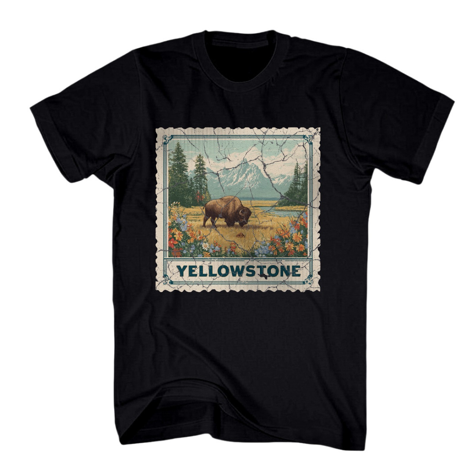Yellowstone National Park Shirt Wyoming Souvenir Shirt Stamp USA Camping Hiking